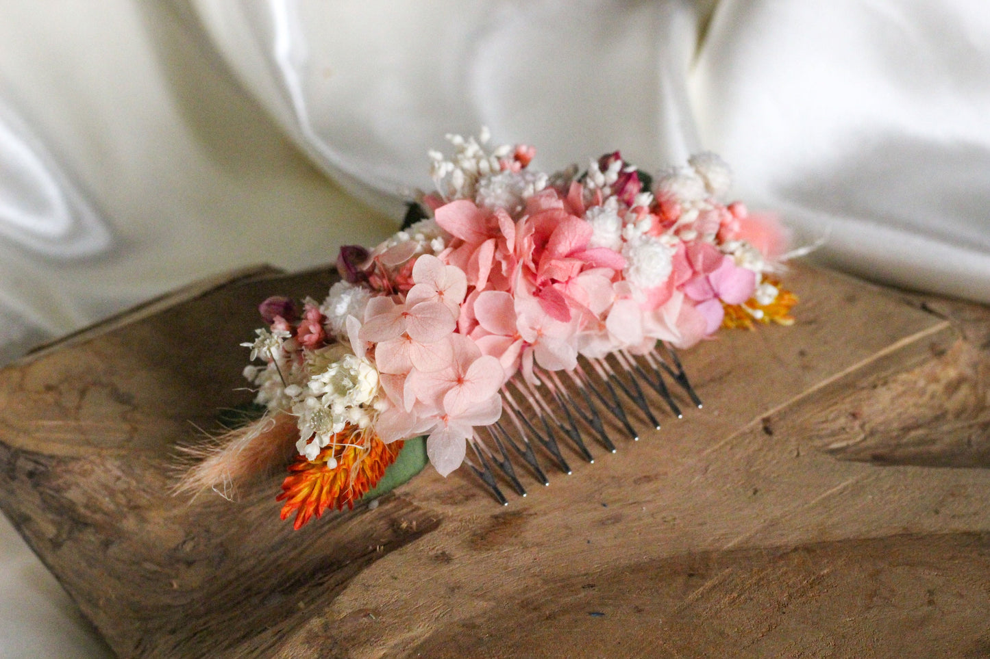 DAPHNE wedding hair comb for bridal and groom, Peigne de mariee en rose et terracotta couleur