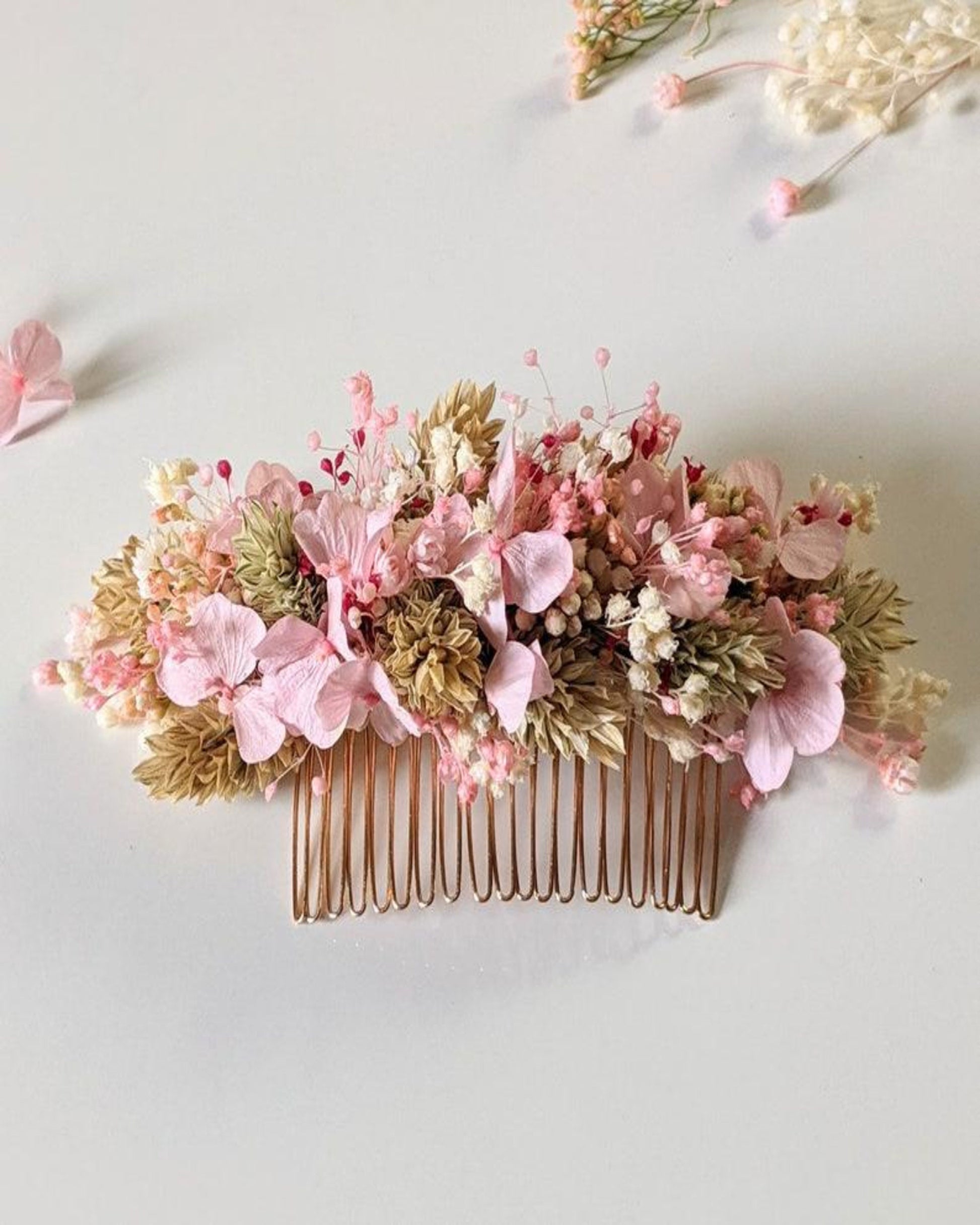 BELLA wedding haircomb for bridal, Peigne de mariee en rose couleur