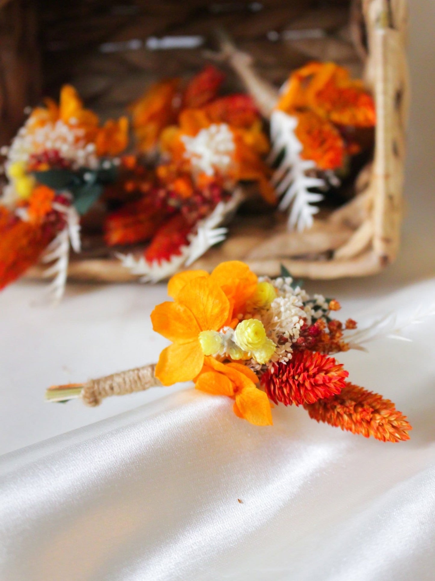 CHANG boutonniere terracota orange preserved groom accessories, wedding DYI