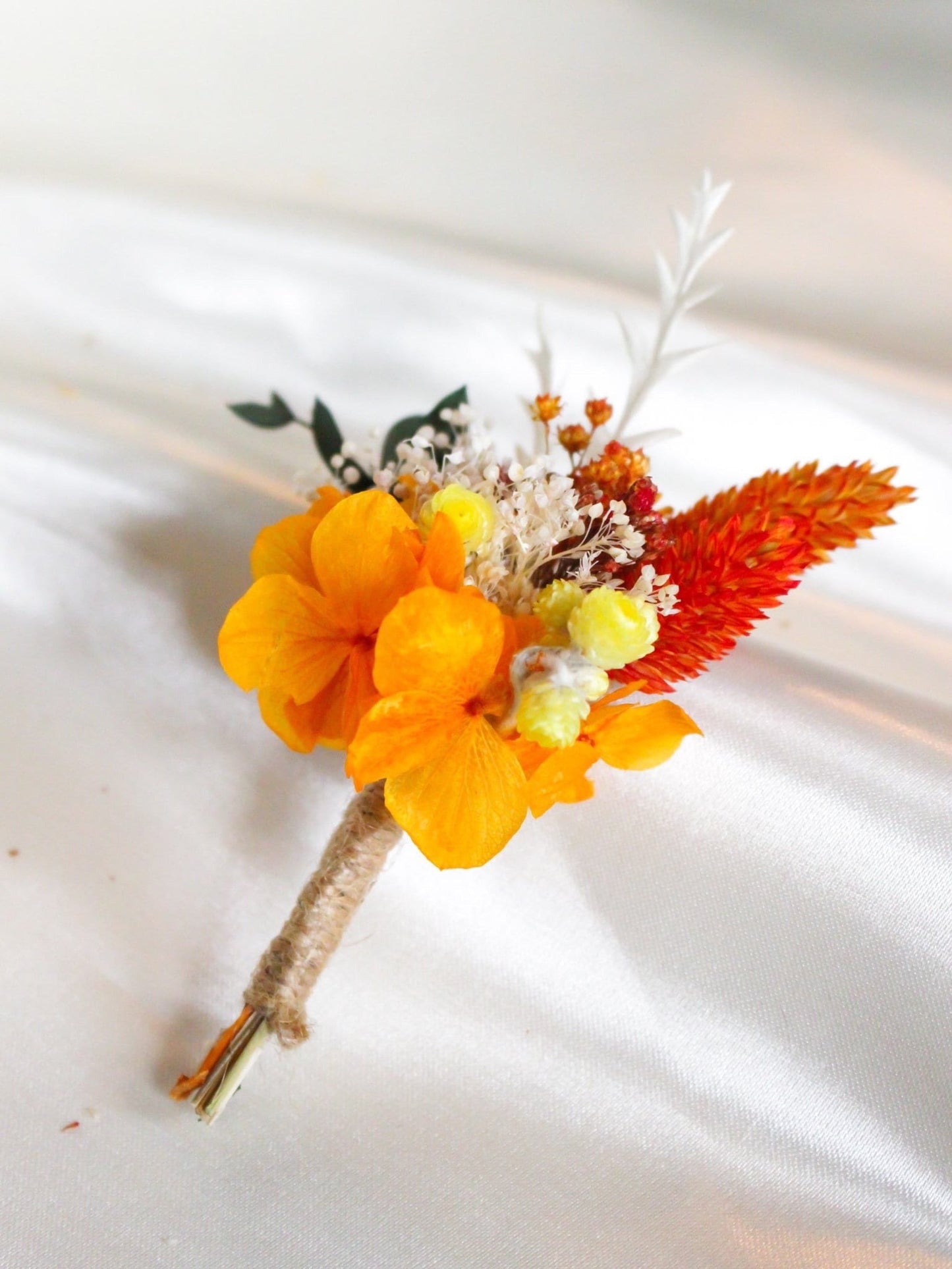 CHANG boutonniere terracota orange preserved groom accessories, wedding DYI