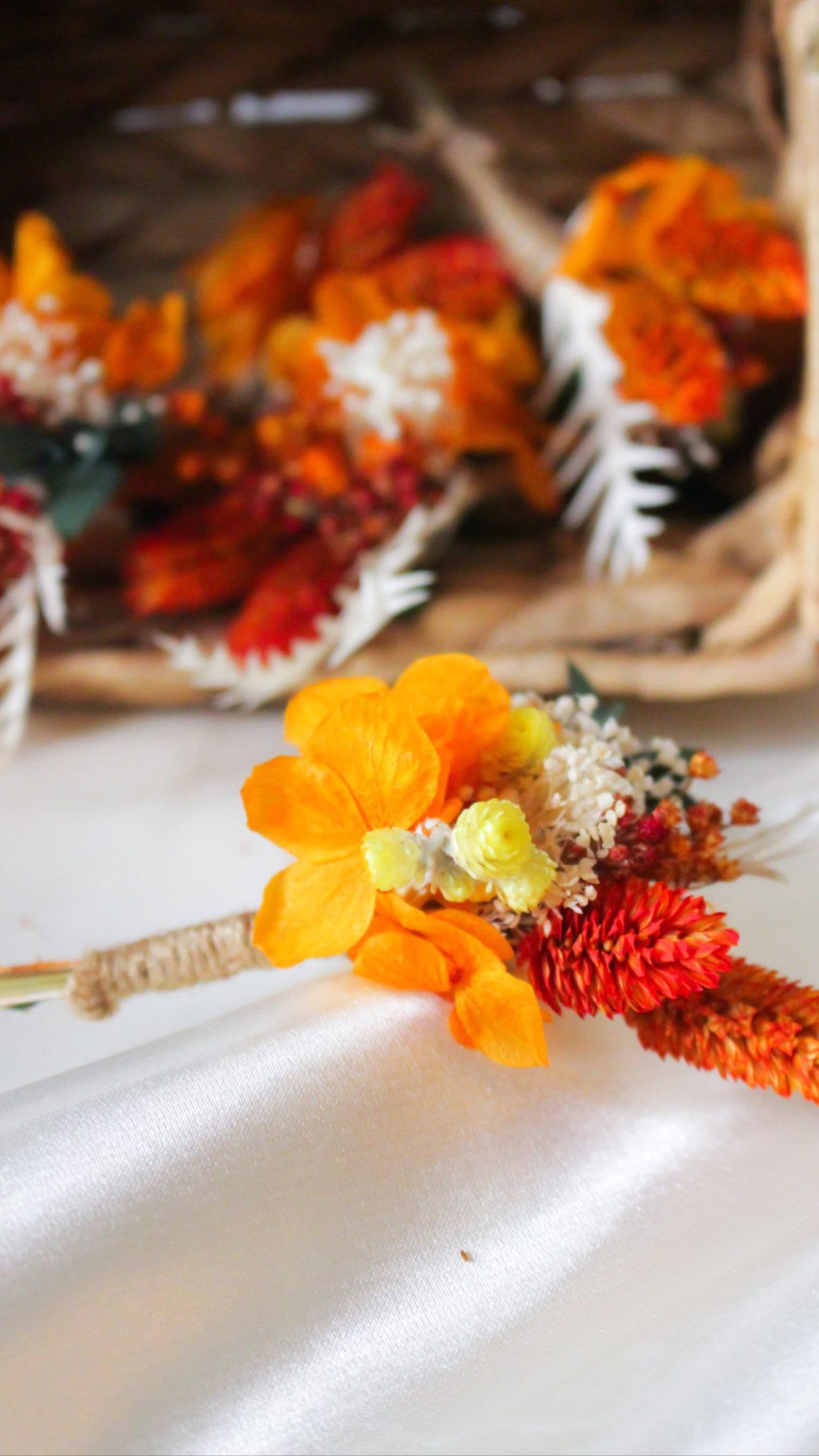 CHANG boutonniere terracota orange preserved groom accessories, wedding DYI