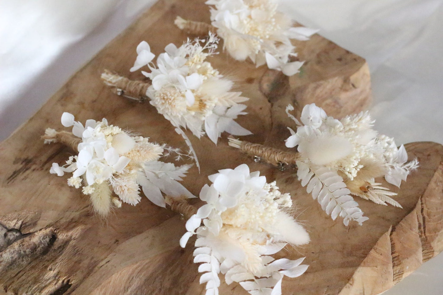 CLARA boutonniere white cream preserved groom accessories, wedding DYI