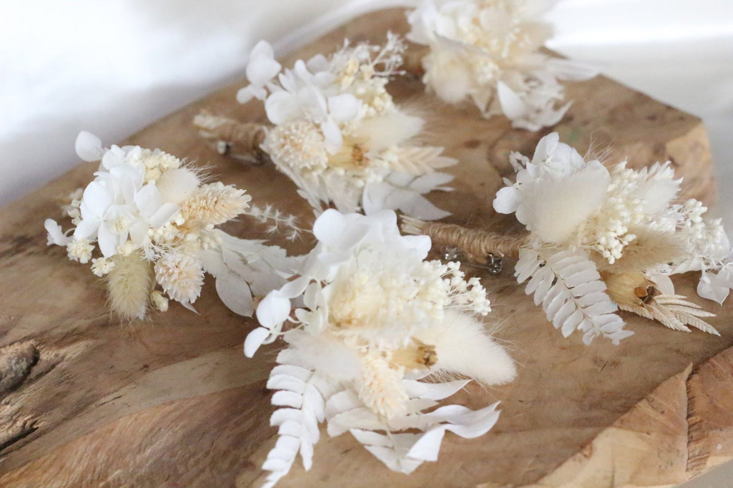 CLARA boutonniere white cream preserved groom accessories, wedding DYI