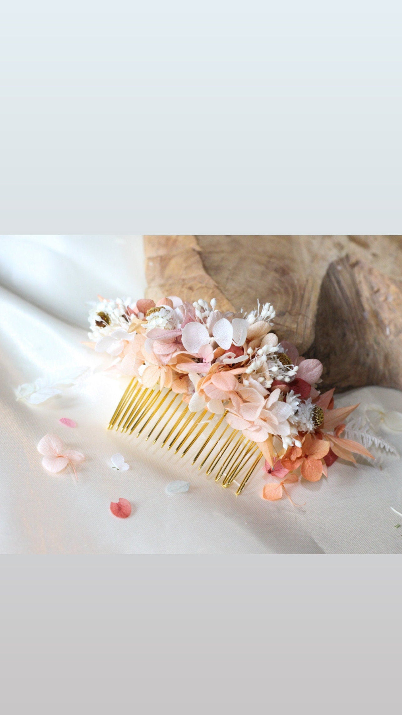 ESTELLE Mauve pink hair comb preserved hortensia , bridal accessories, wedding accessories DYI