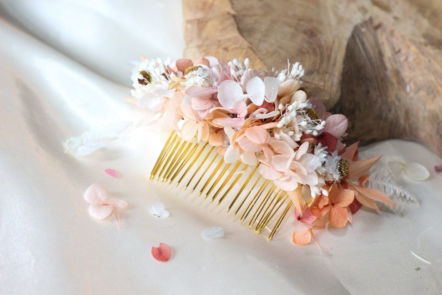 ESTELLE Mauve pink hair comb preserved hortensia , bridal accessories, wedding accessories DYI