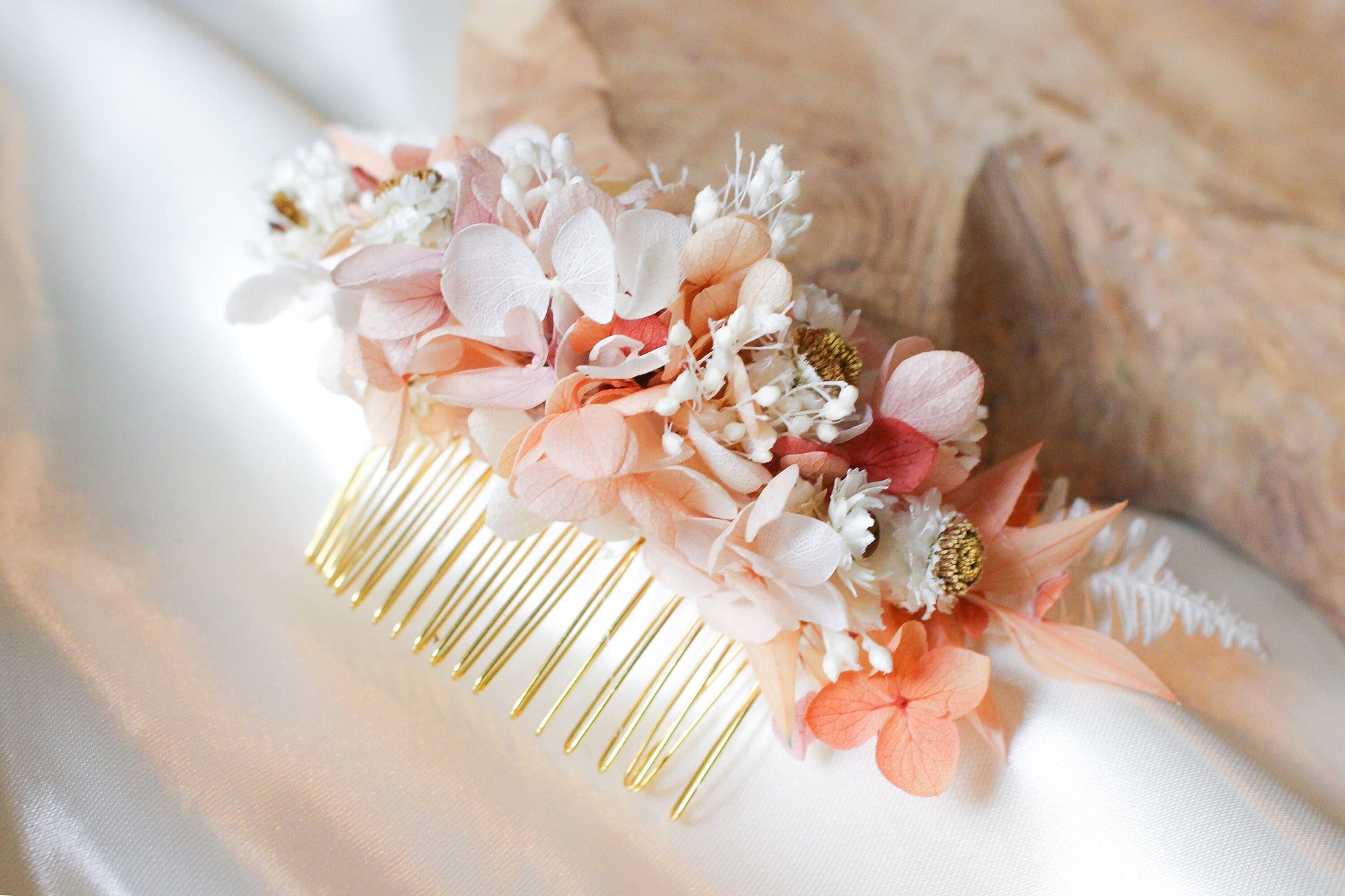 PEARL wedding hair comb for bridal and groom, Peigne de mariee en peche et apricot couleur