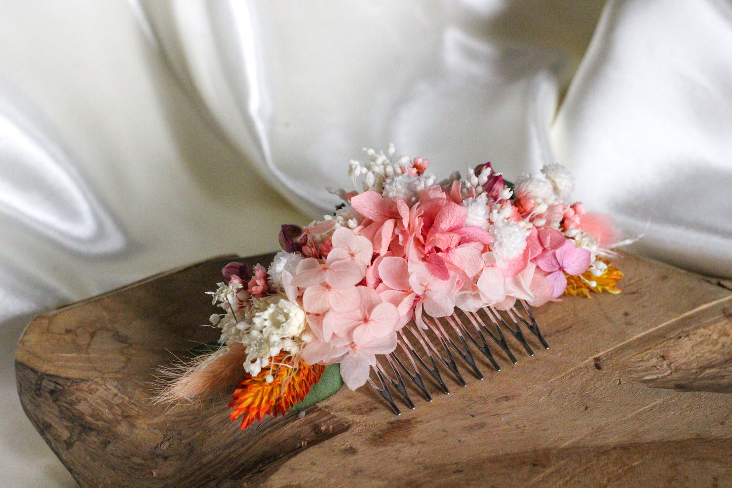 DAPHNE wedding hair comb for bridal and groom, Peigne de mariee en rose et terracotta couleur