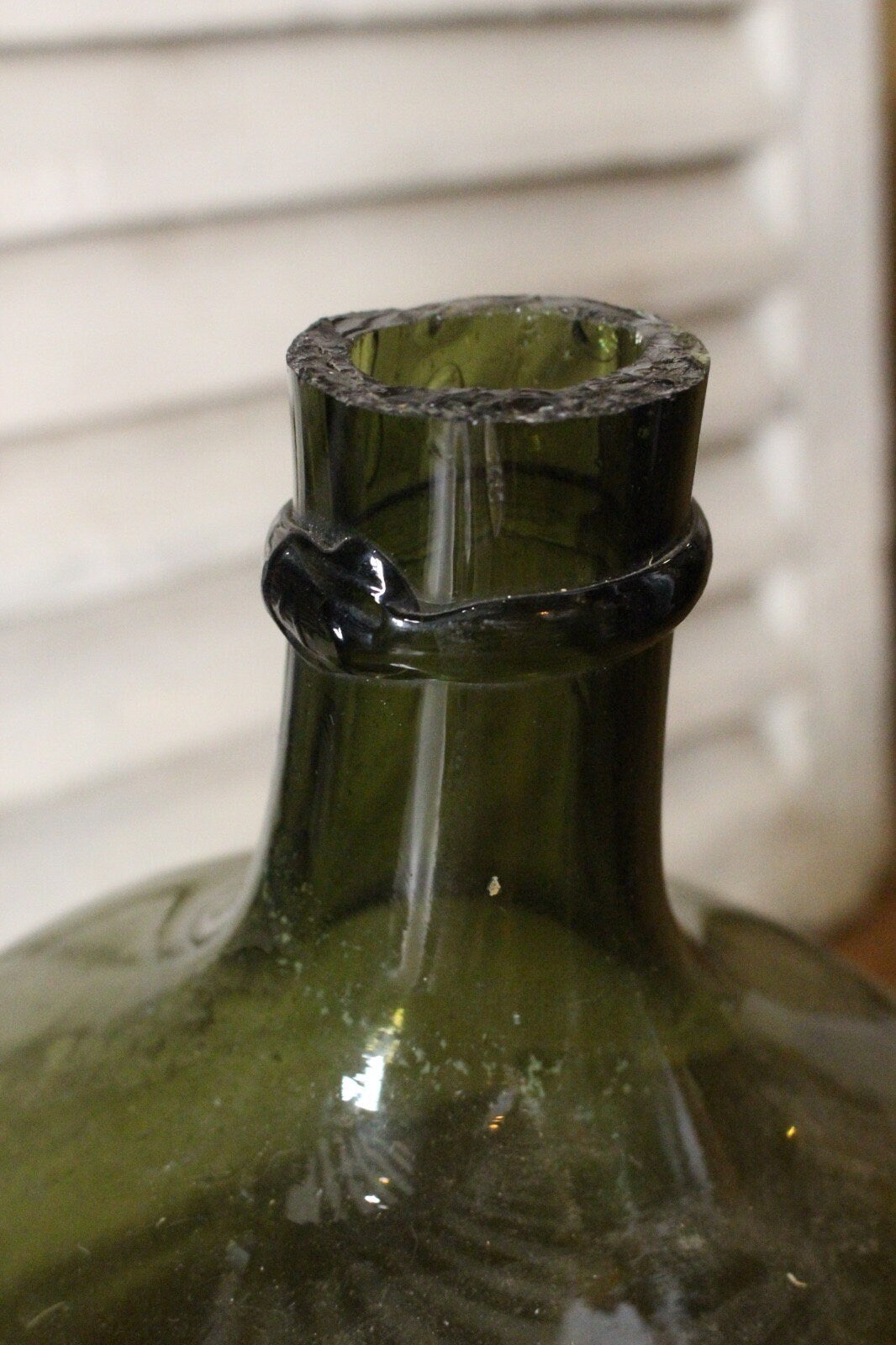 Dame Jeanne vert olive cylinder 10L, ancien vase vintage, antique vase 1960s