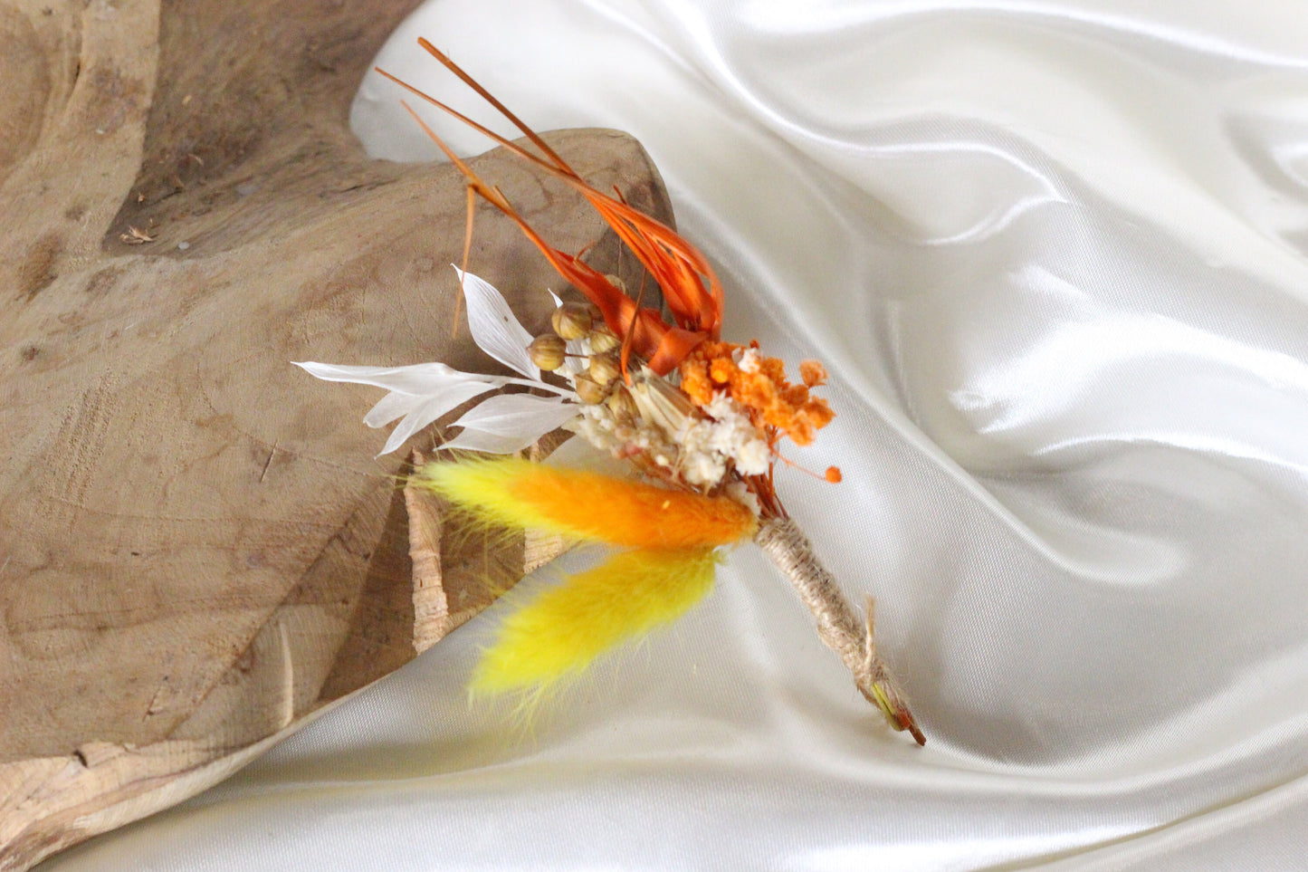 AMELIA wedding buttonhole for bridal and groom, Boutonnière fleurs séchées pour mariage