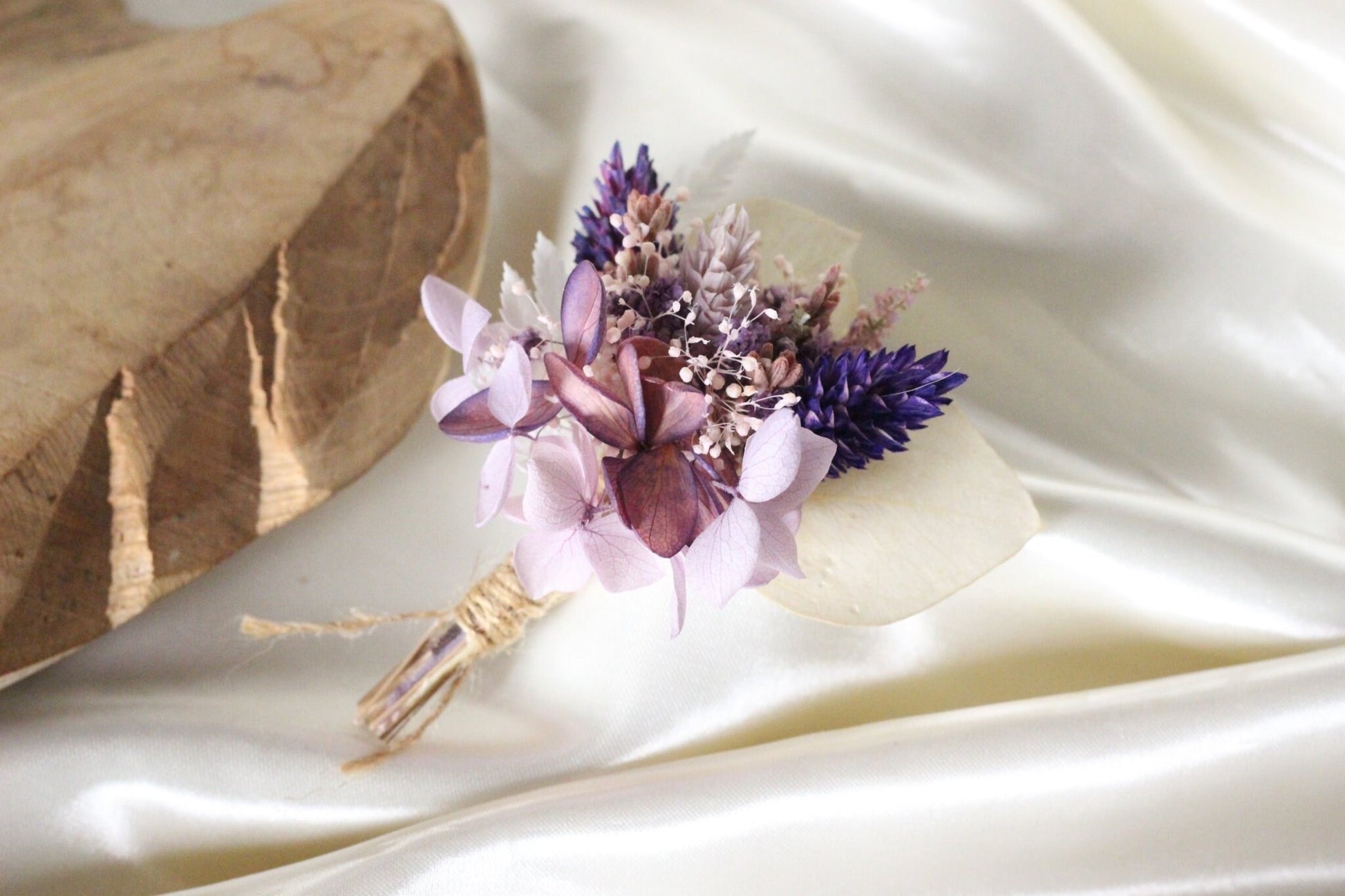 LILAC boutonniere preserved foliage mix dried flower, bridal accessories, wedding DYI