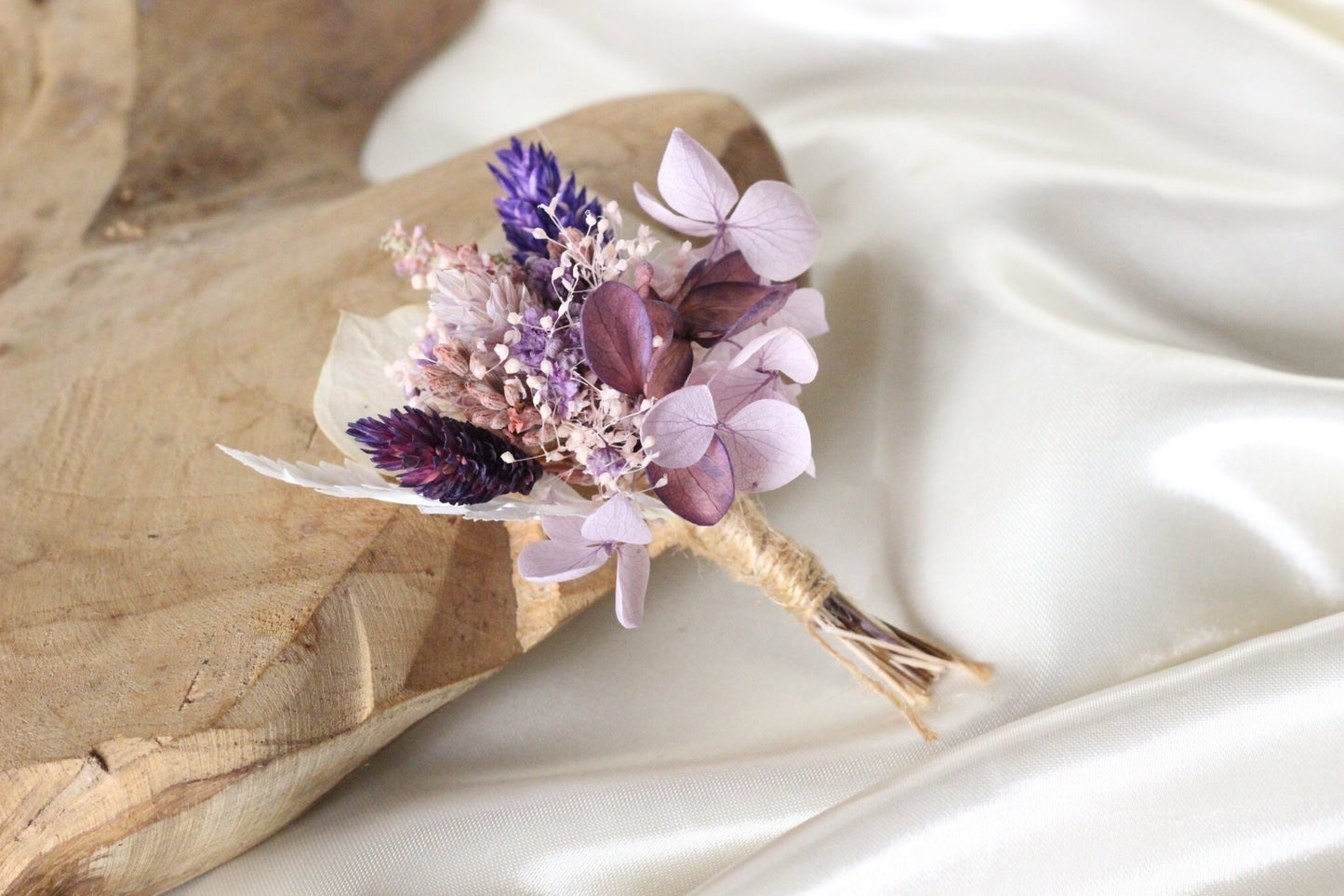 LILAC boutonniere preserved foliage mix dried flower, bridal accessories, wedding DYI