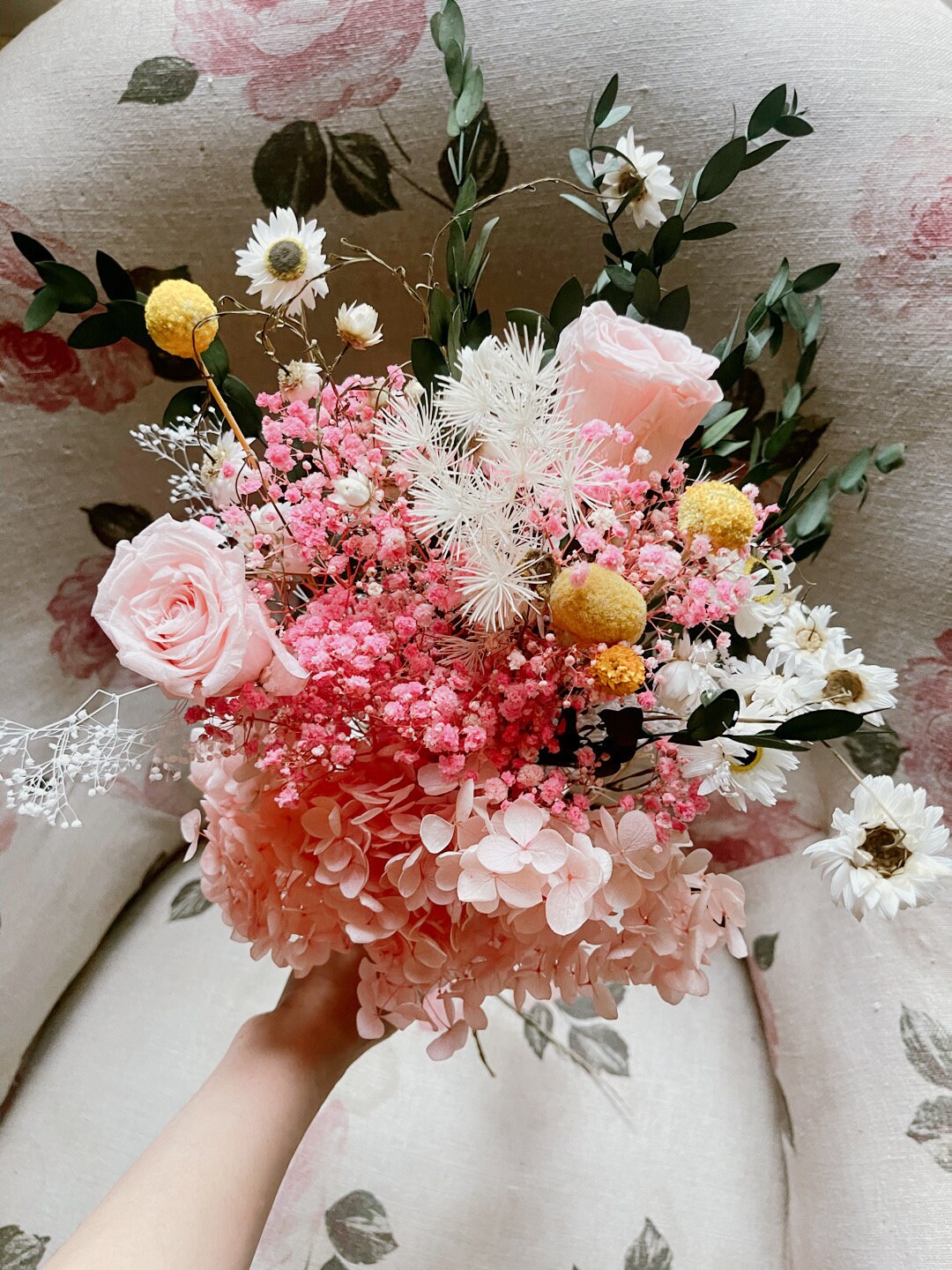 TINA bouquet pink composition floral bridal bunch, boho chic decoration, wedding bunch, home decoration