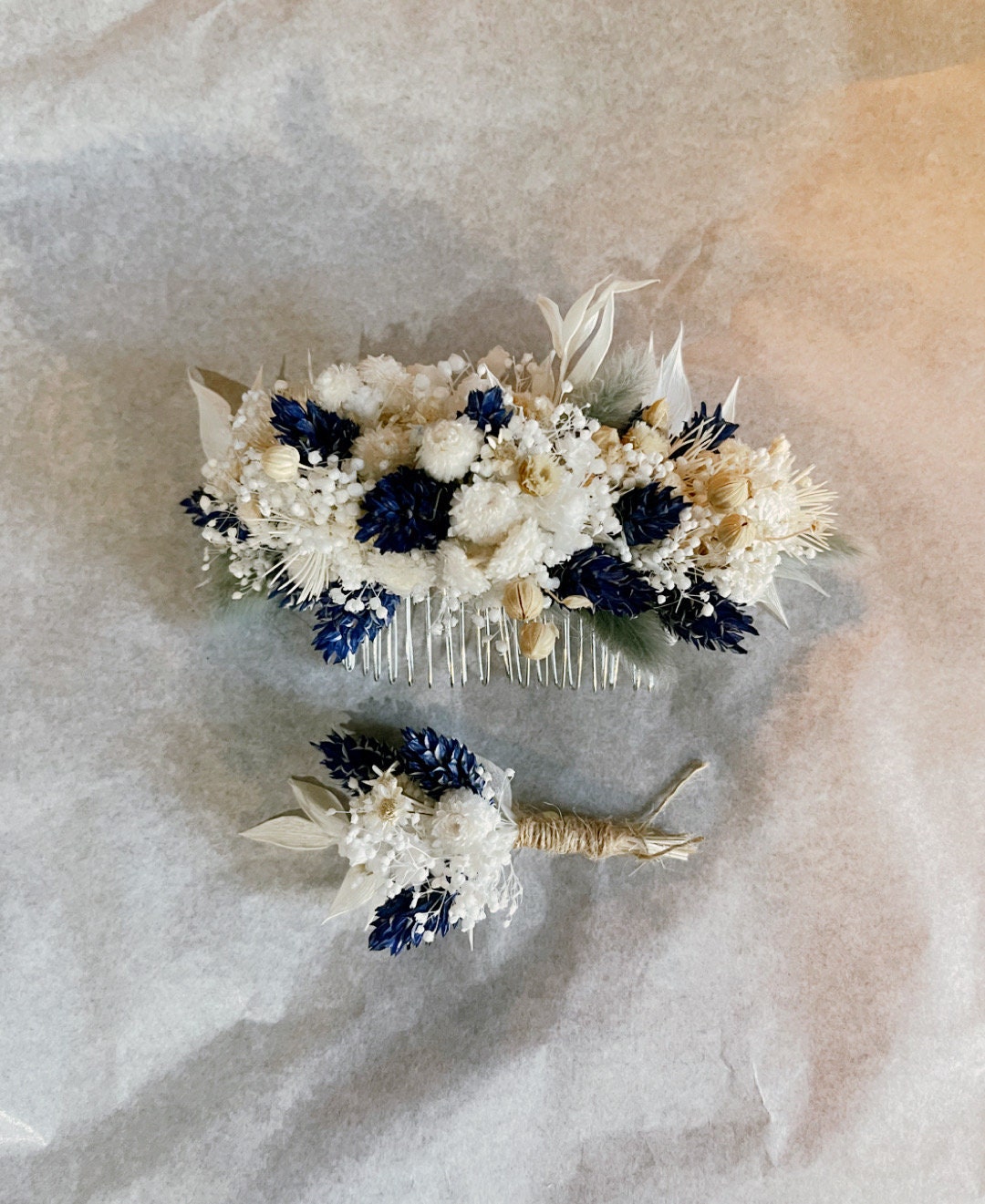 BLISS Blue petrole hair comb preserved hortensia , bridal accessories, wedding accessories DYI