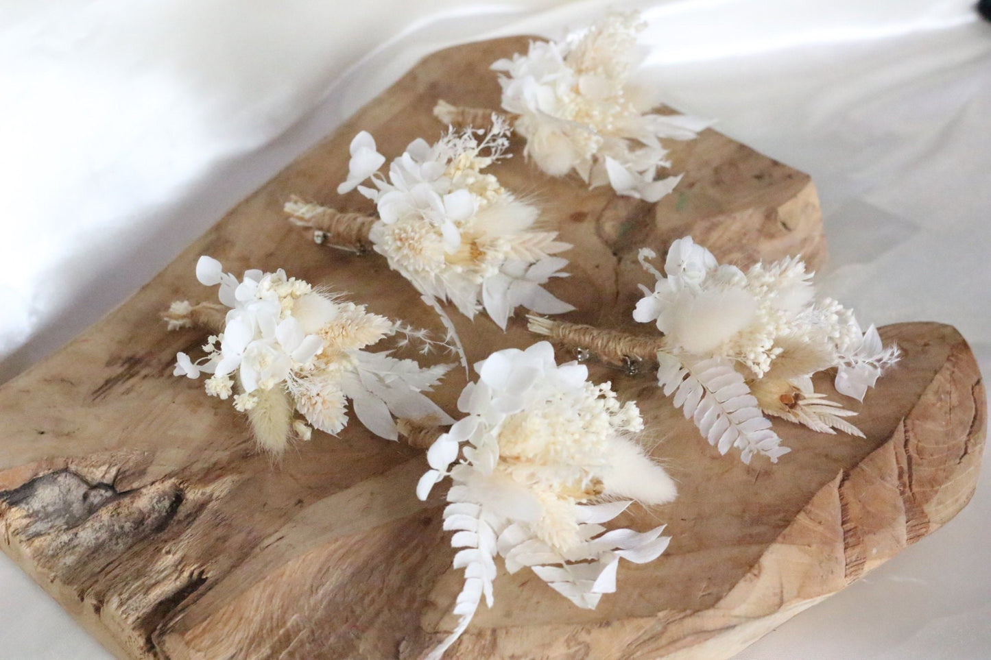 CLARA boutonniere white cream preserved groom accessories, wedding DYI