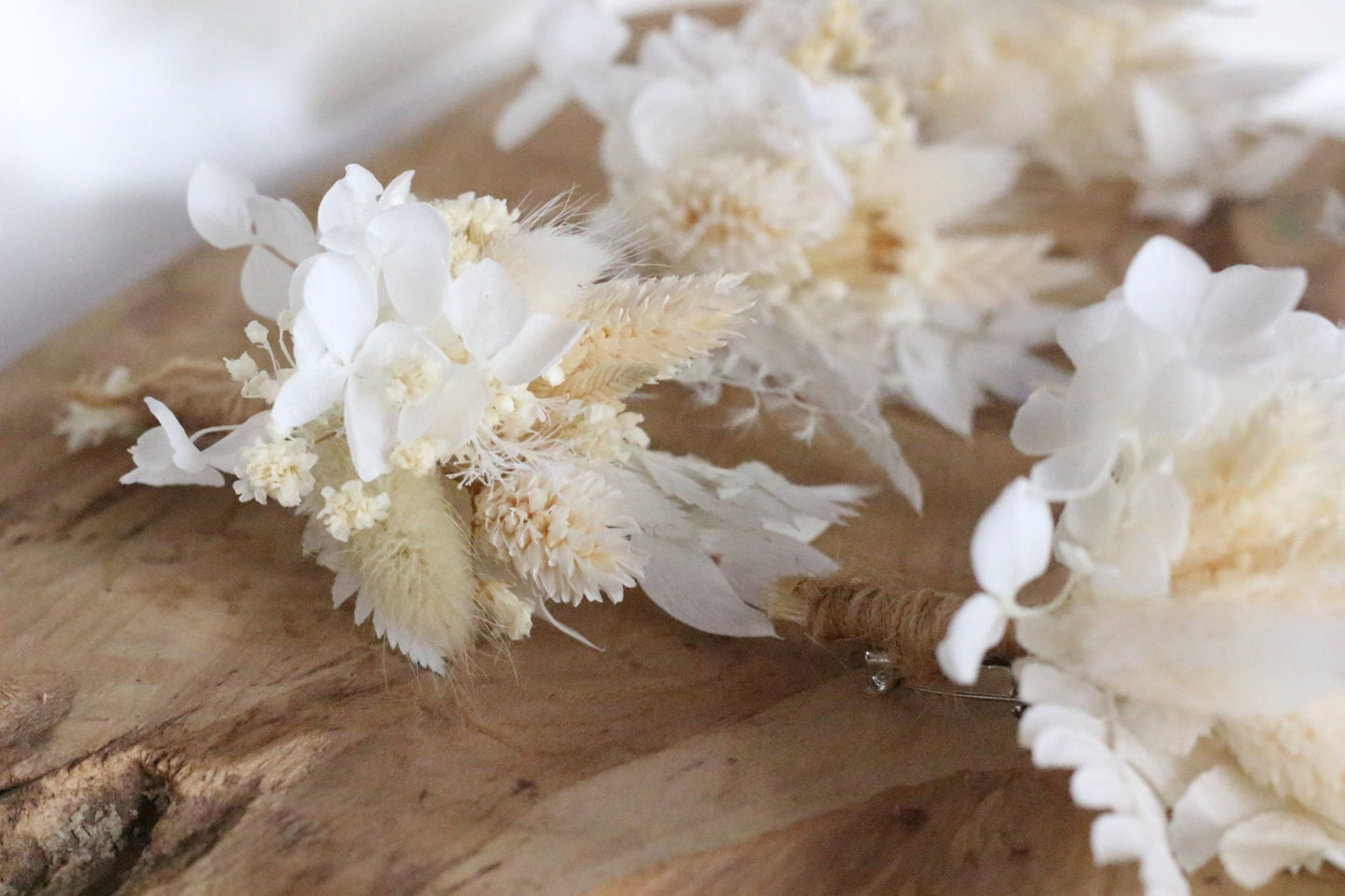 CLARA boutonniere white cream preserved groom accessories, wedding DYI