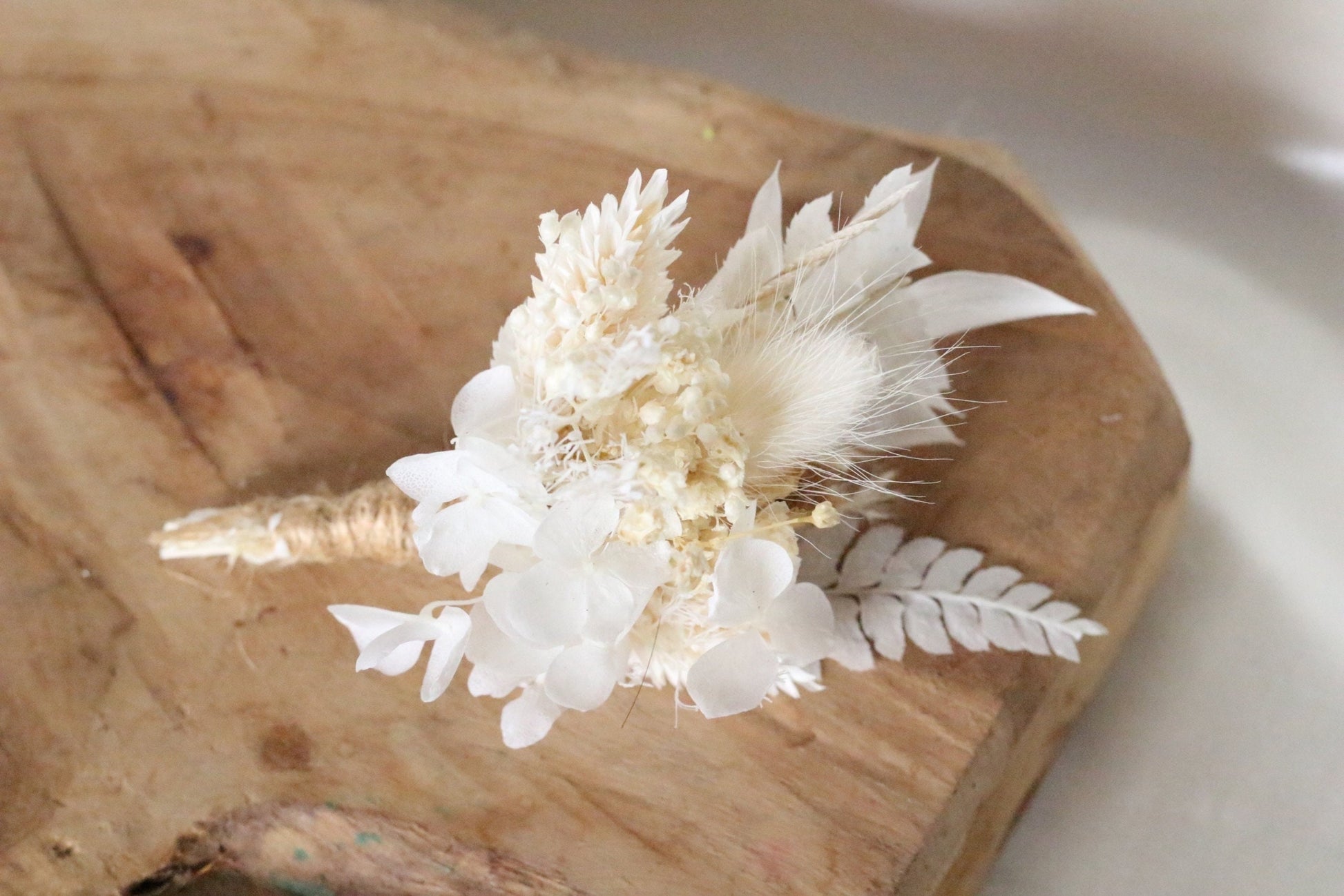 CLARA boutonniere white cream preserved groom accessories, wedding DYI