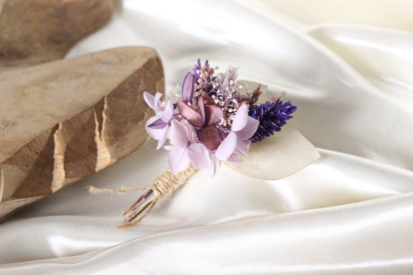 LILAC boutonniere preserved foliage mix dried flower, bridal accessories, wedding DYI