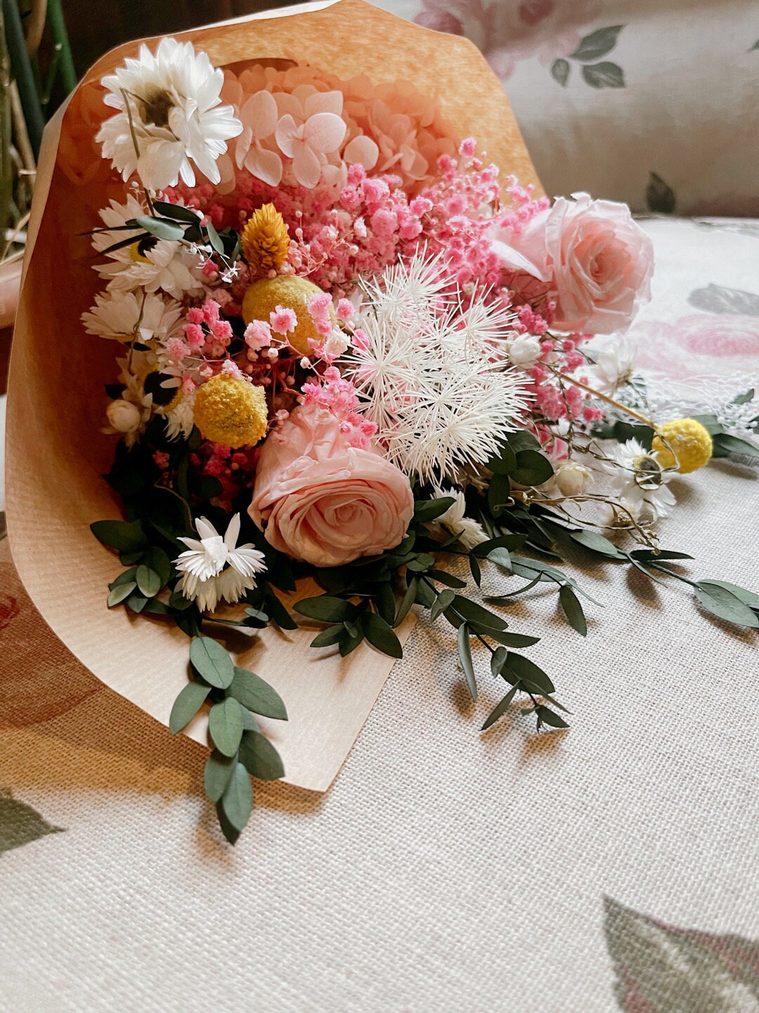 TINA bouquet pink composition floral bridal bunch, boho chic decoration, wedding bunch, home decoration