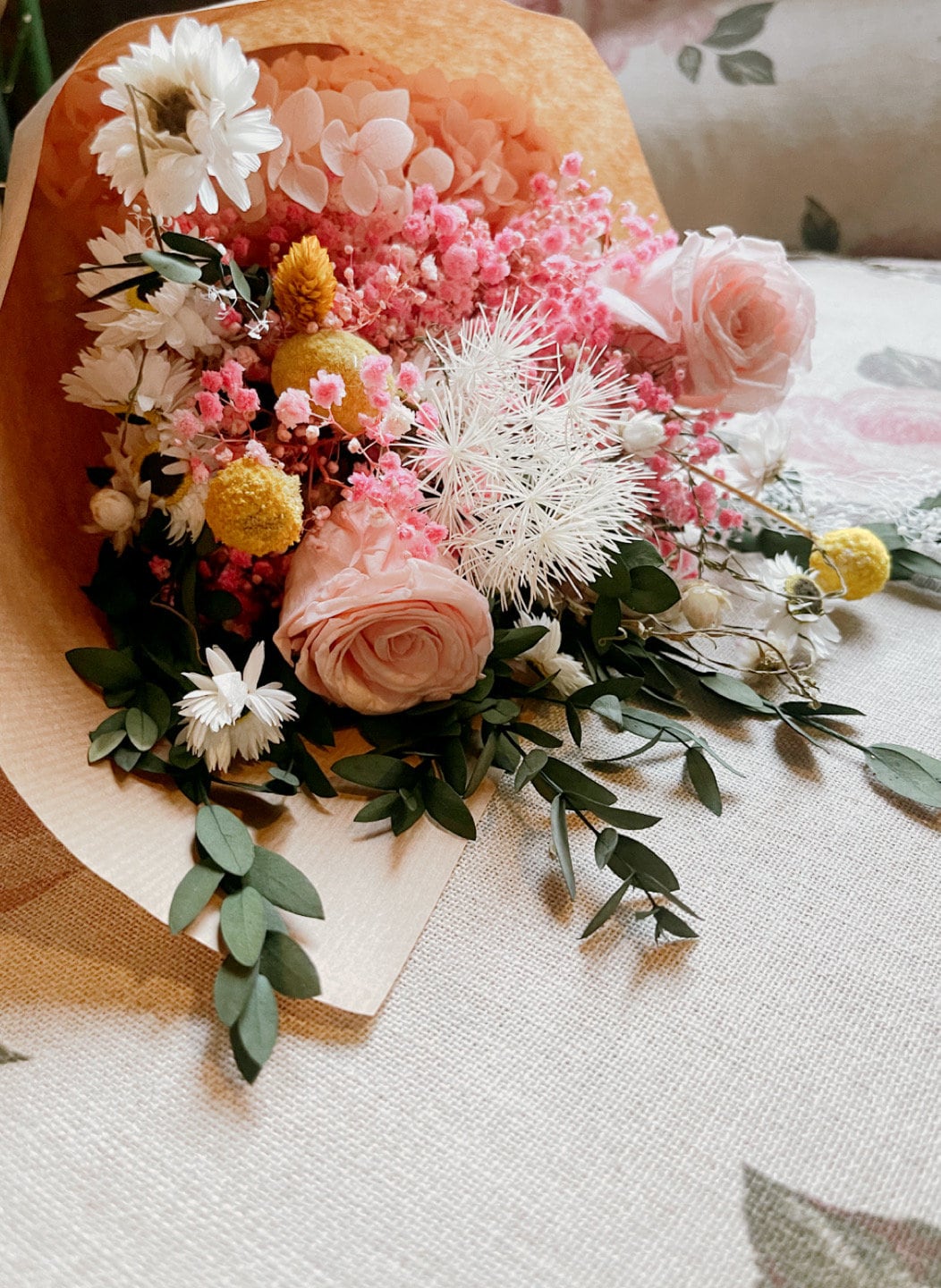 TINA bouquet pink composition floral bridal bunch, boho chic decoration, wedding bunch, home decoration