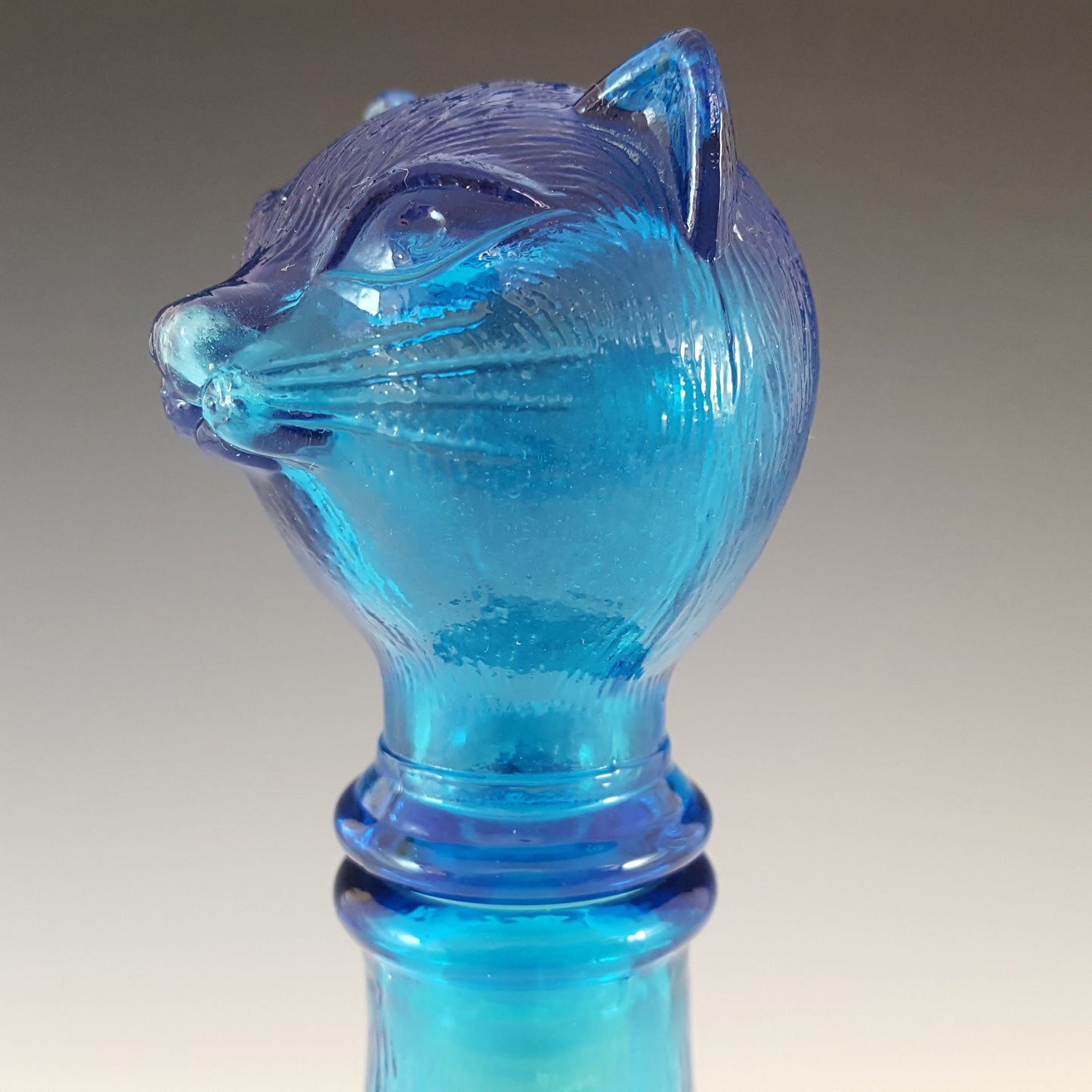 Rare Vintage Mini Cat 9 inch tall Empoli decanter blue color - Vintage art deco,Vintage empoli Made in Italy since 1960s
