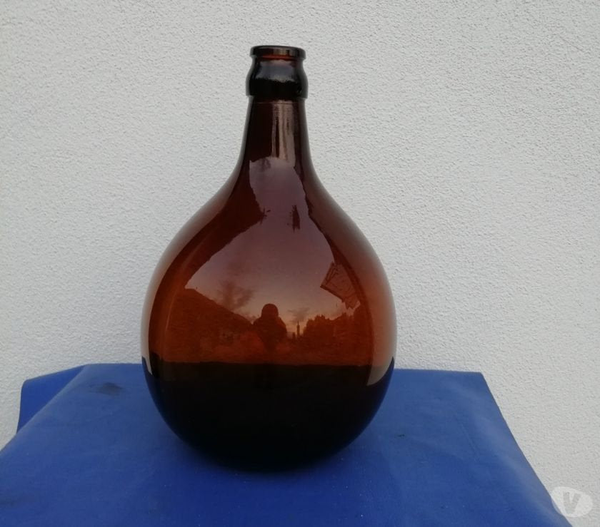 Antique Dame Jeanne ambre 5L forme goutte d'eau, vase ancien, antique vase, decoration intérieur