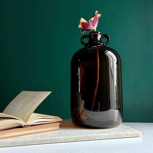 Ancien Dame jeanne 3.5-4L ambre, vintage vase, lady jeanne 1960s