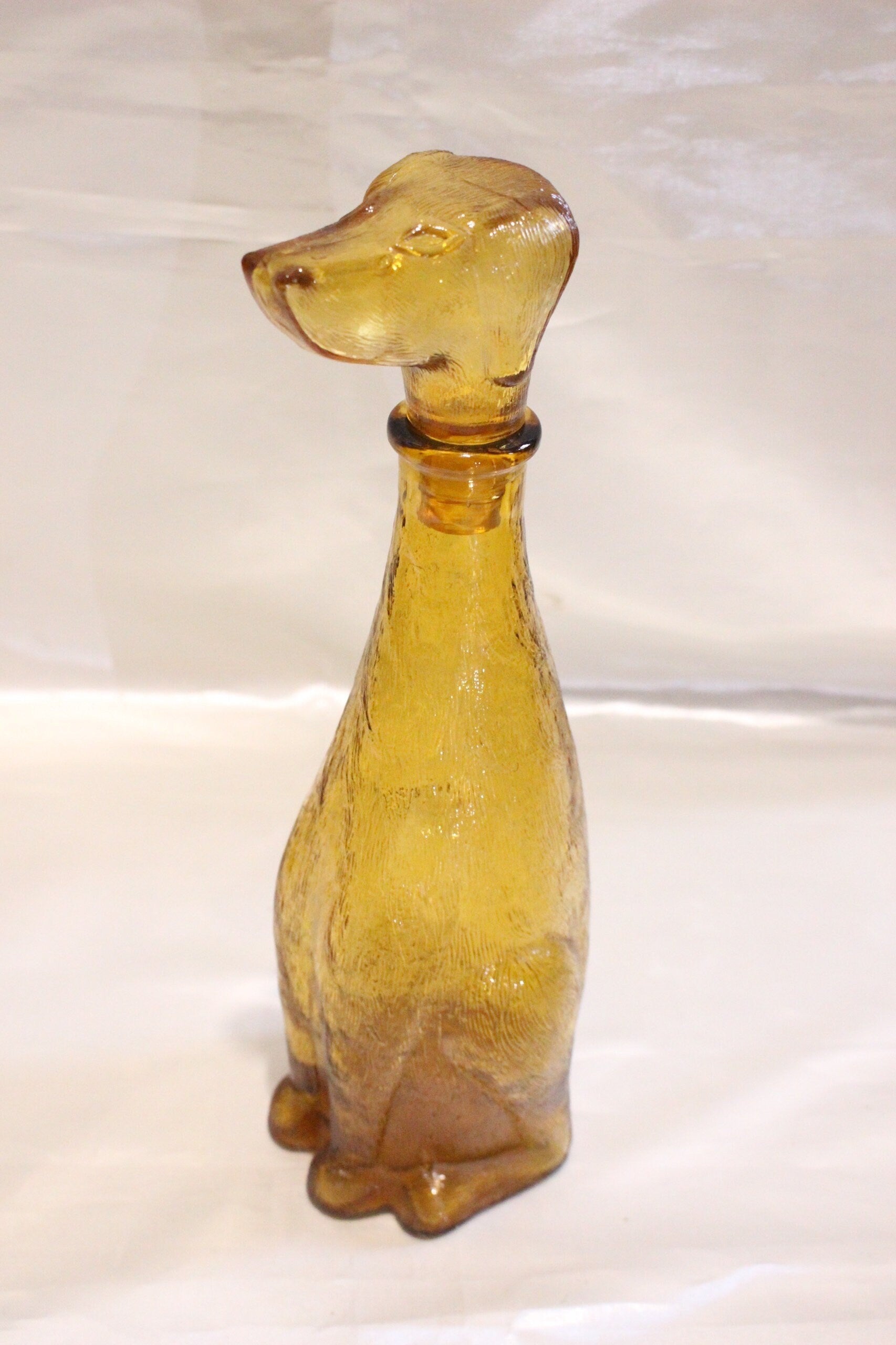 Vintage Cat & Dog 12 inch tall Amber color - Empoli decanter, Vintage art deco,Vintage Made in Italy since 1960s