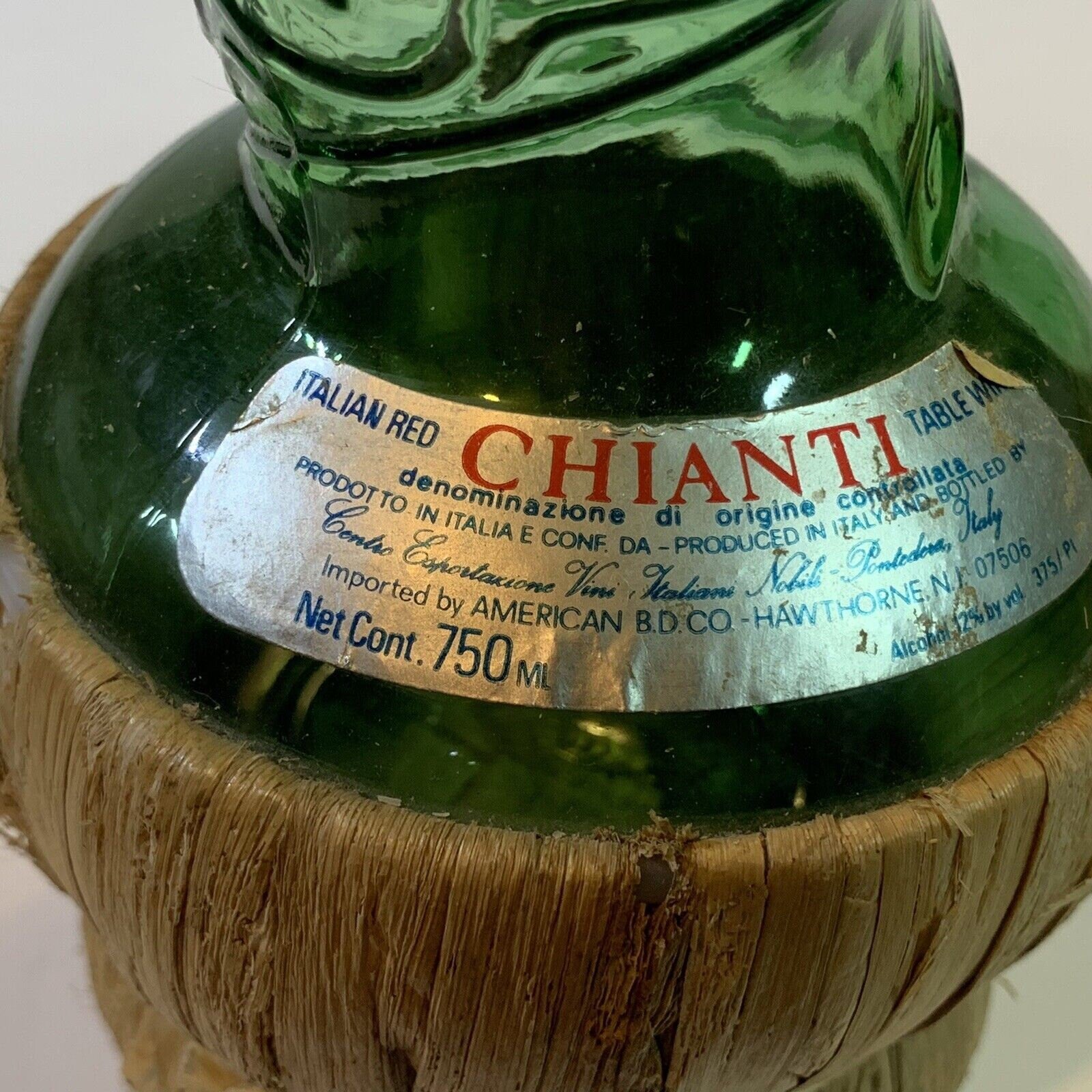 Rare bouteille de vins italienne Toscan en verre Chianti Decanter from Casa Vento Chianti, 1979 Made in Italy