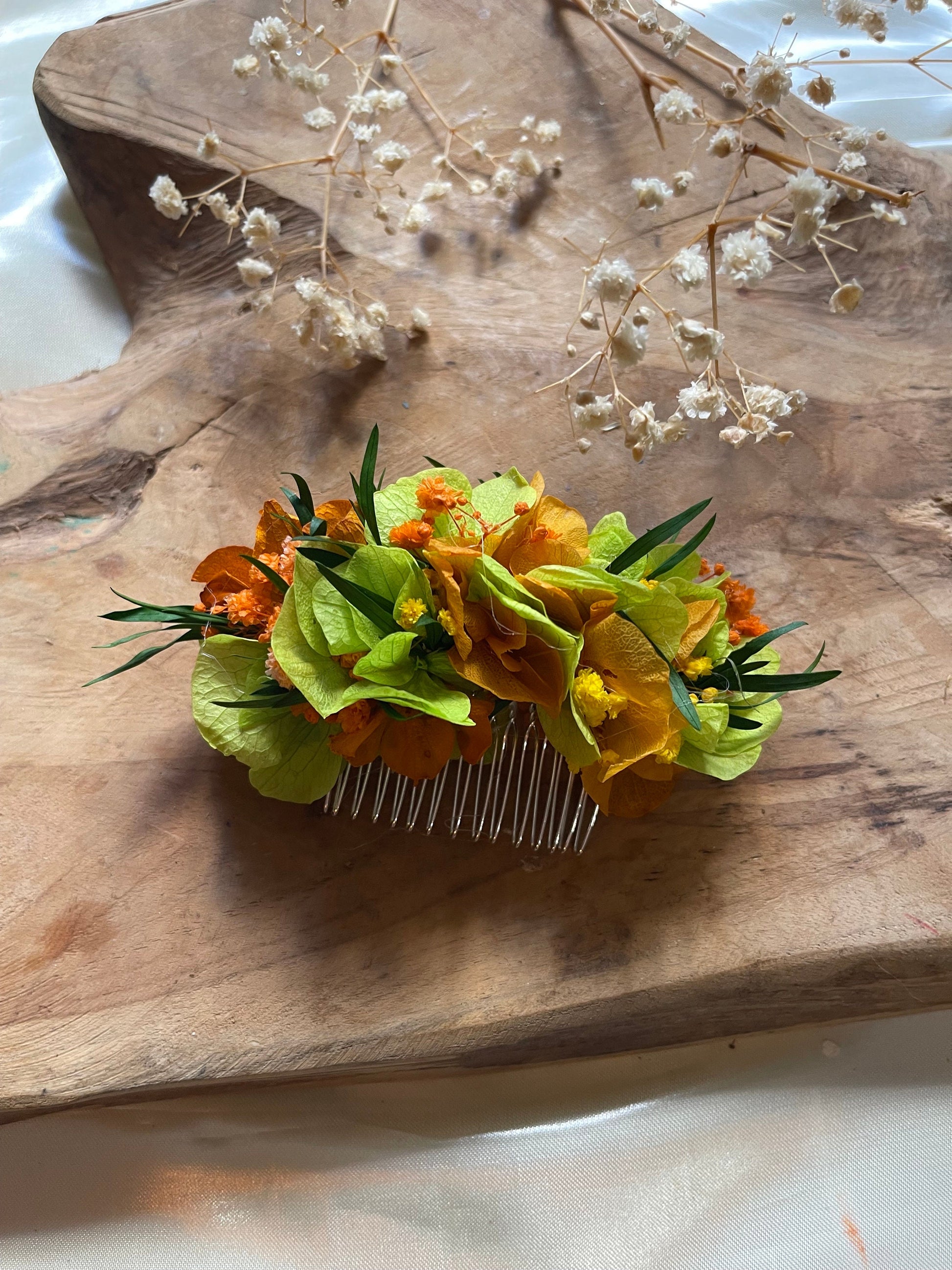 NEON hair comb preserved hortensia , bridal accessories, wedding accessories DYI