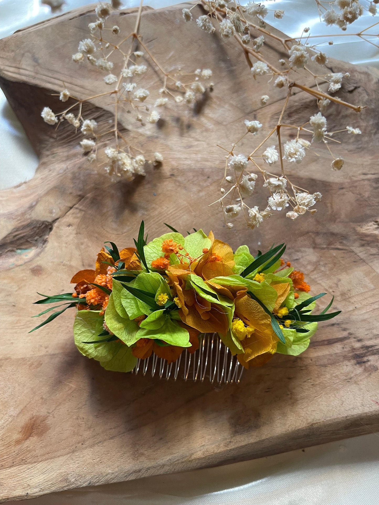 NEON hair comb preserved hortensia , bridal accessories, wedding accessories DYI