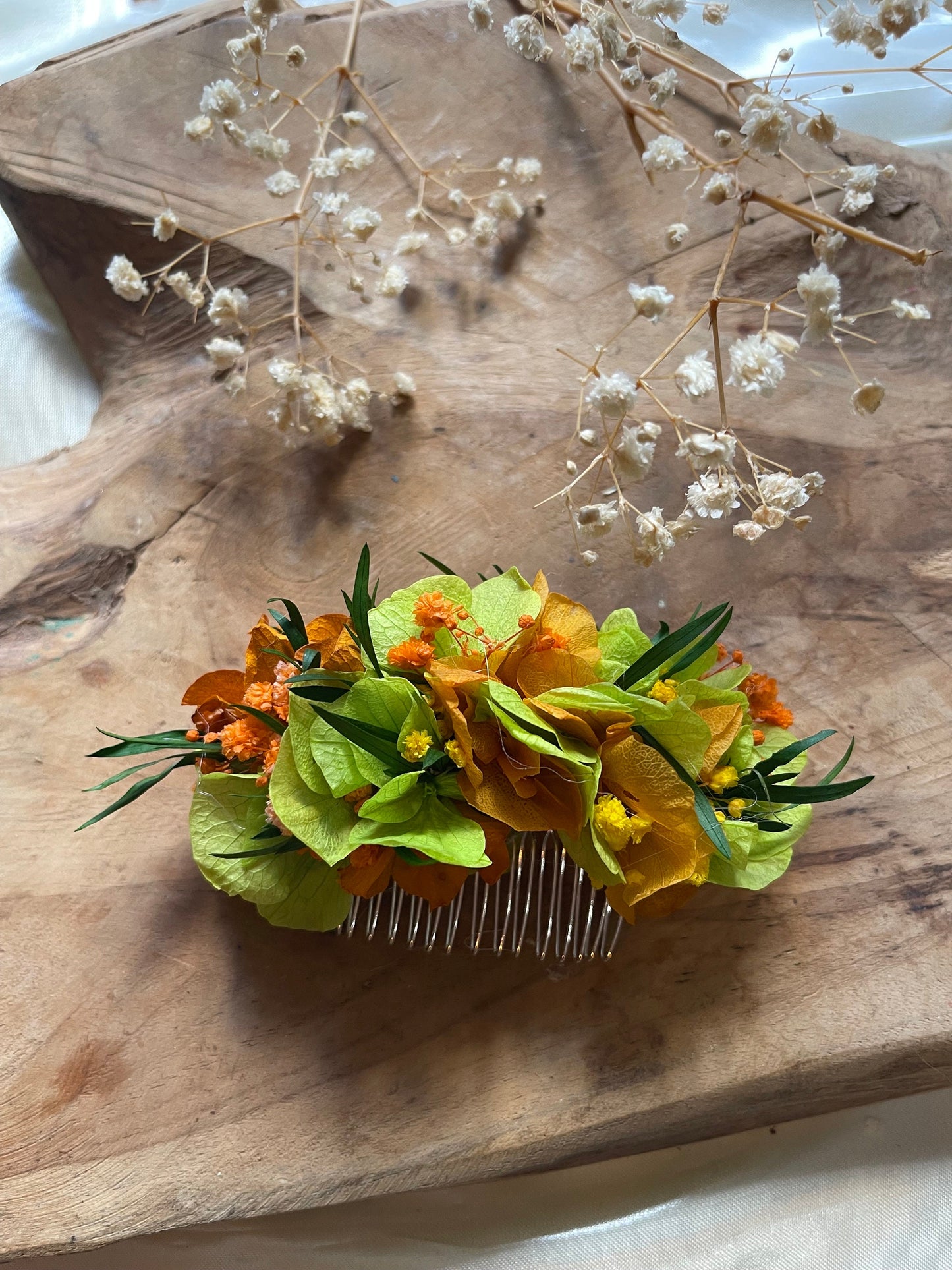 NEON hair comb preserved hortensia , bridal accessories, wedding accessories DYI