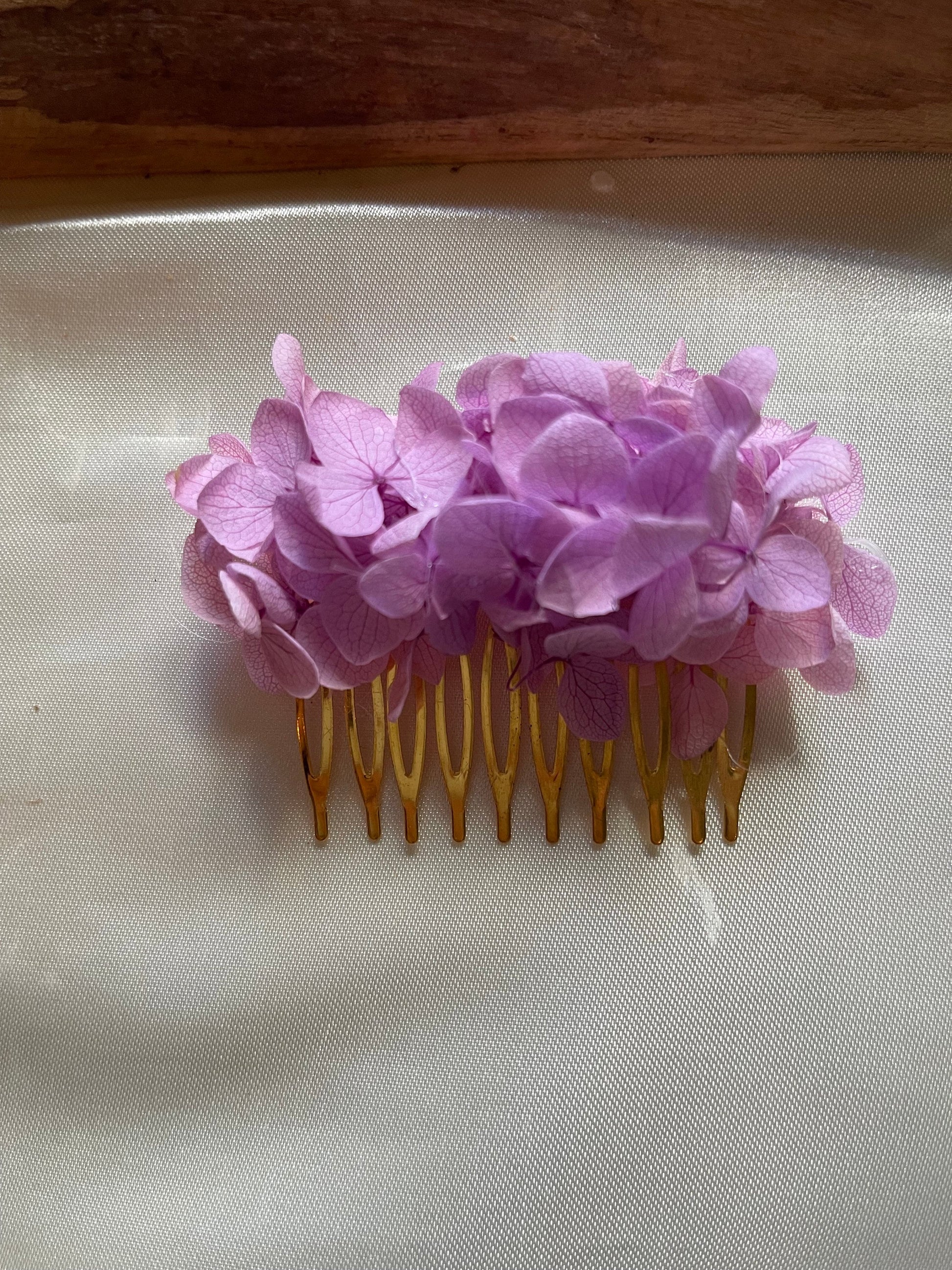 VIOLET hair comb preserved hortensia , bridal accessories, wedding accessories DYI