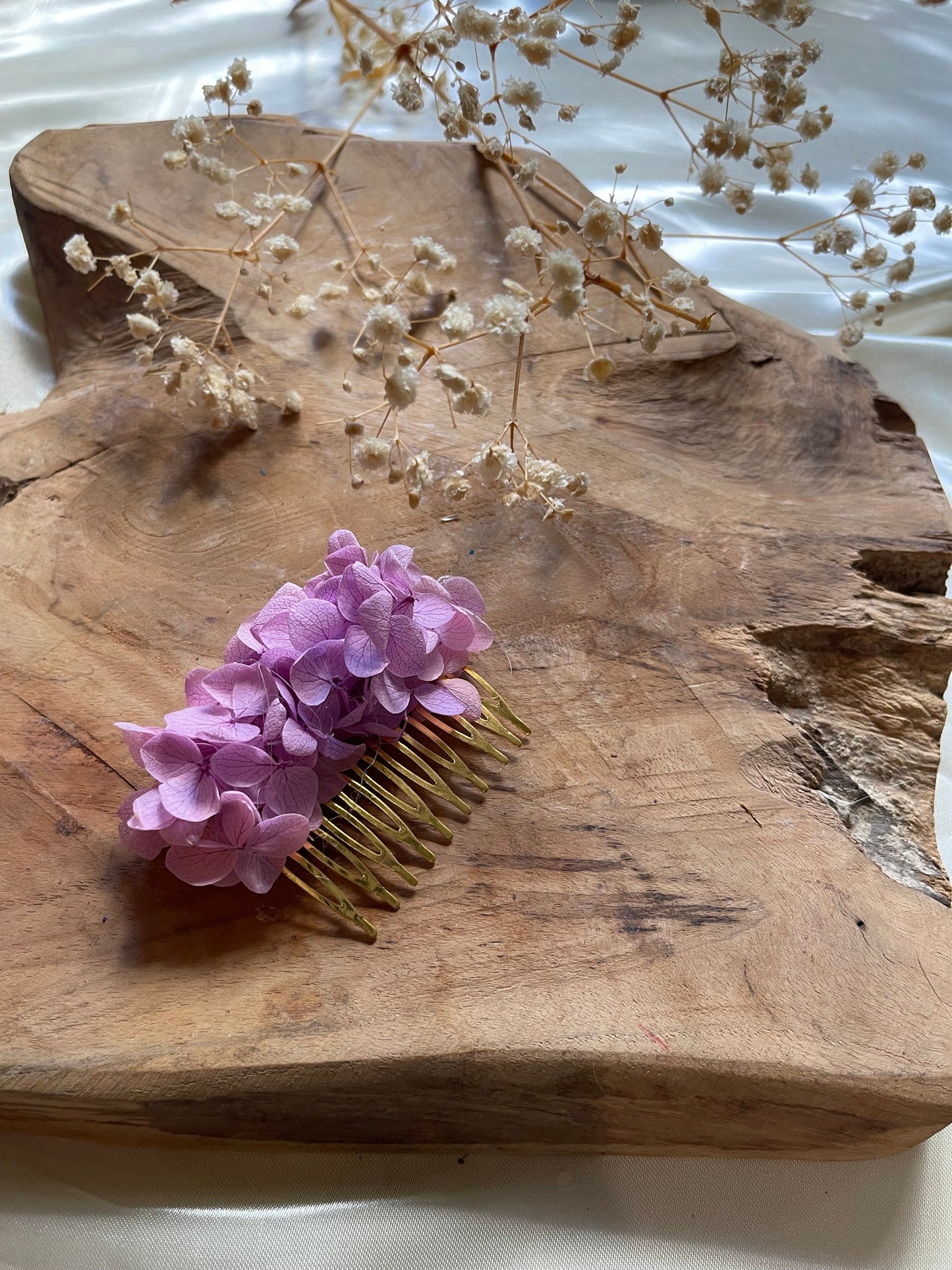 VIOLET hair comb preserved hortensia , bridal accessories, wedding accessories DYI