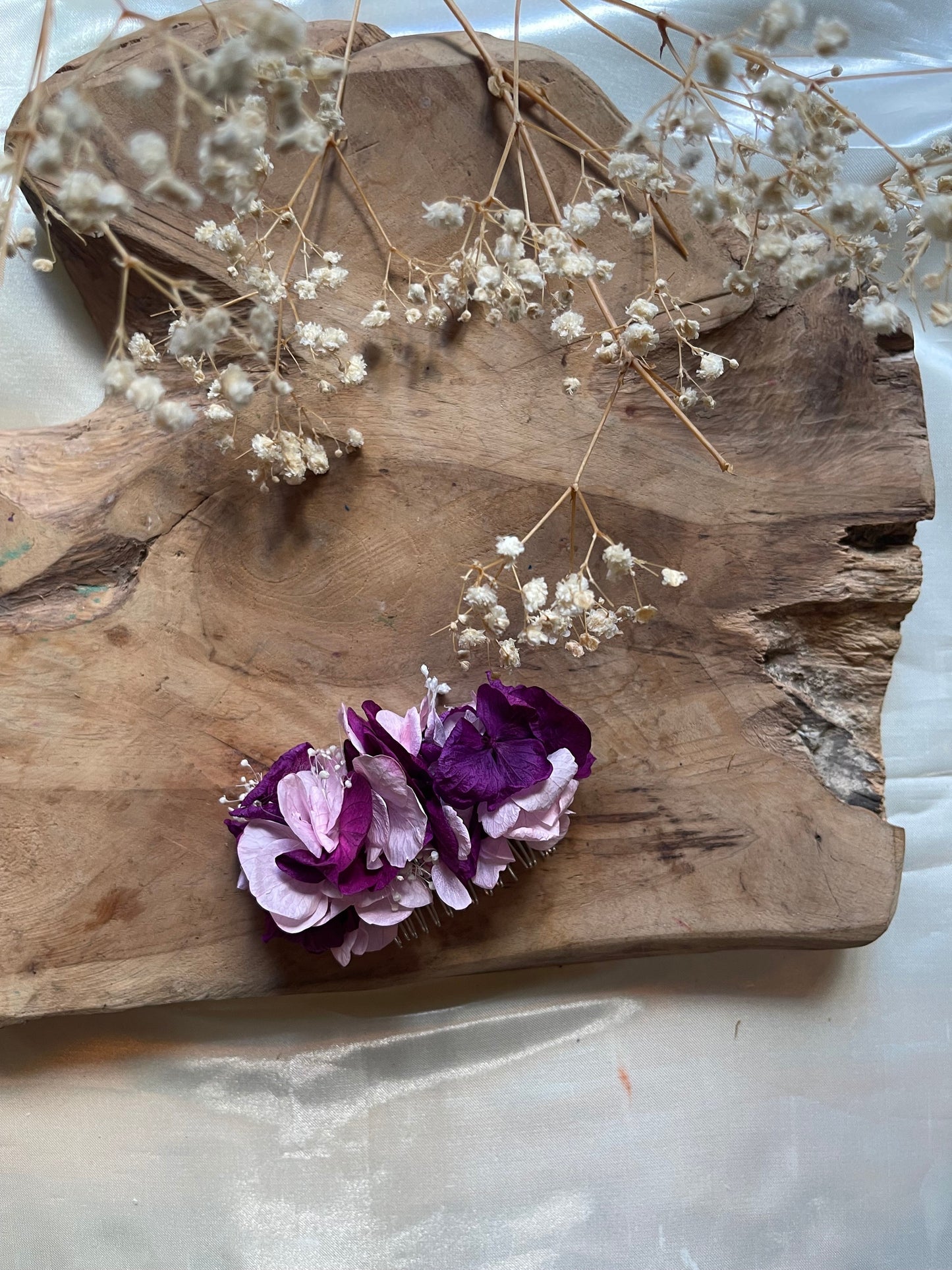 KIMBERLY hair comb preserved hortensia , bridal accessories, wedding accessories DYI