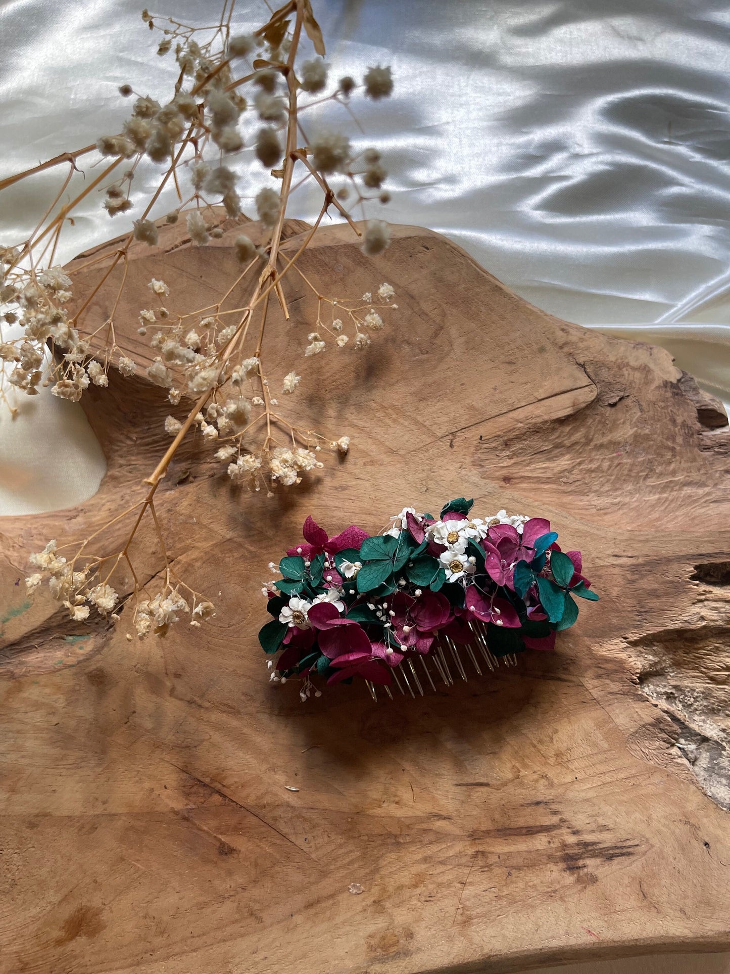 LILA hair comb preserved hortensia , bridal accessories, wedding accessories DYI