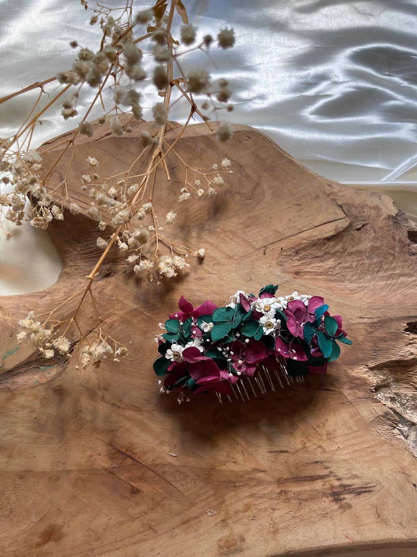 LILA hair comb preserved hortensia , bridal accessories, wedding accessories DYI