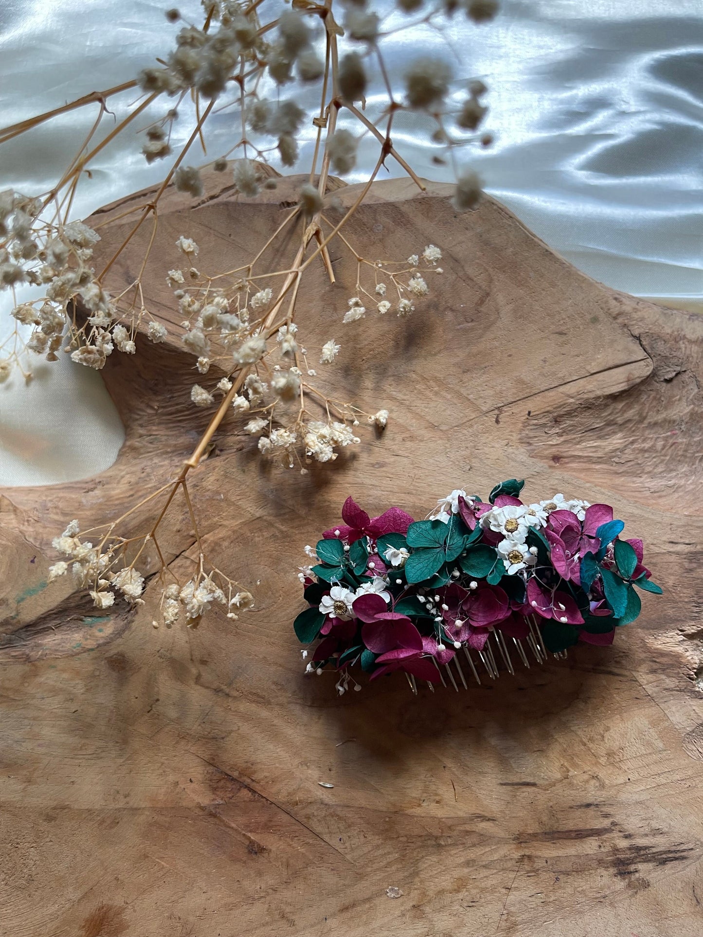LILA hair comb preserved hortensia , bridal accessories, wedding accessories DYI
