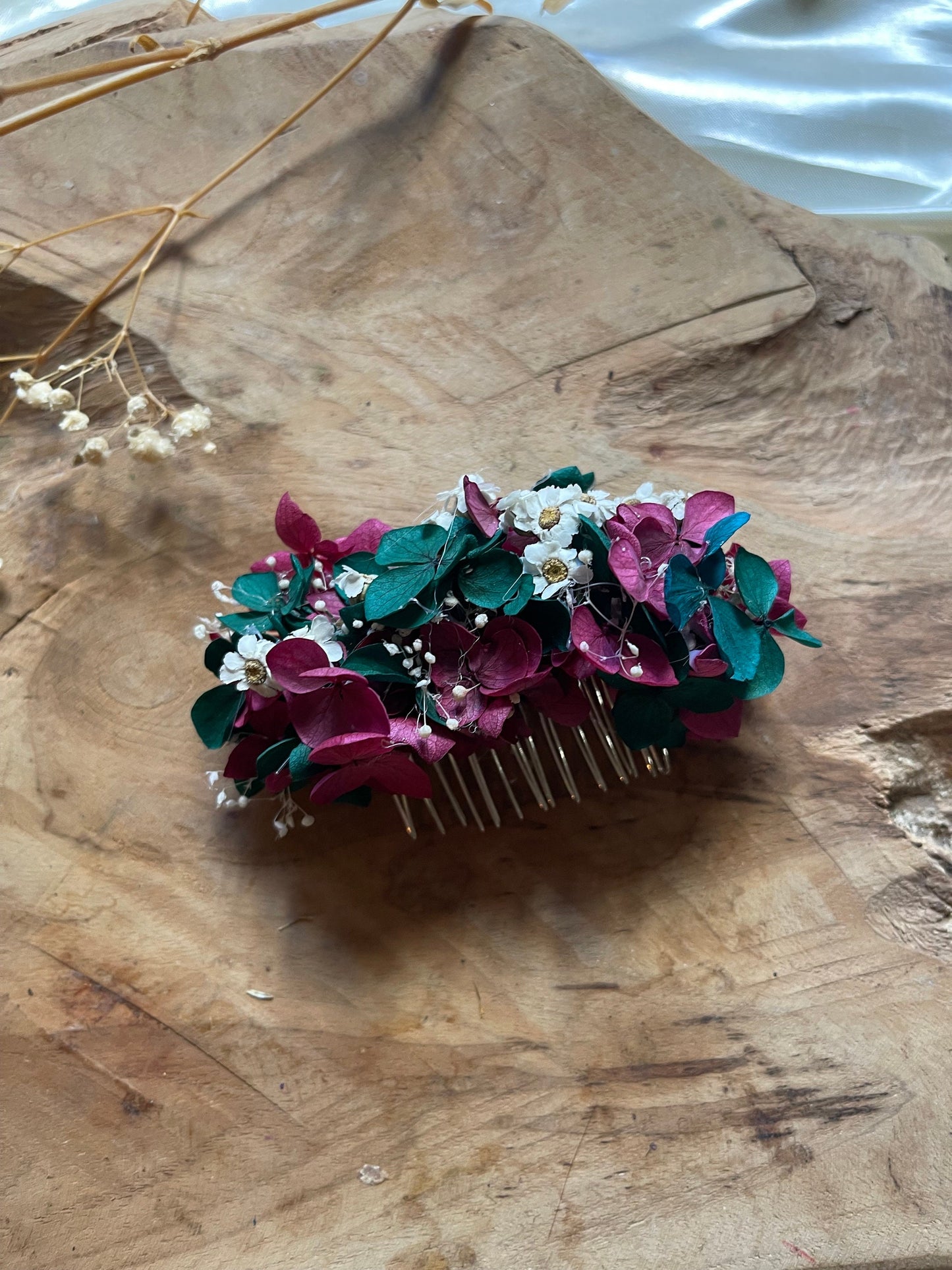 LILA hair comb preserved hortensia , bridal accessories, wedding accessories DYI