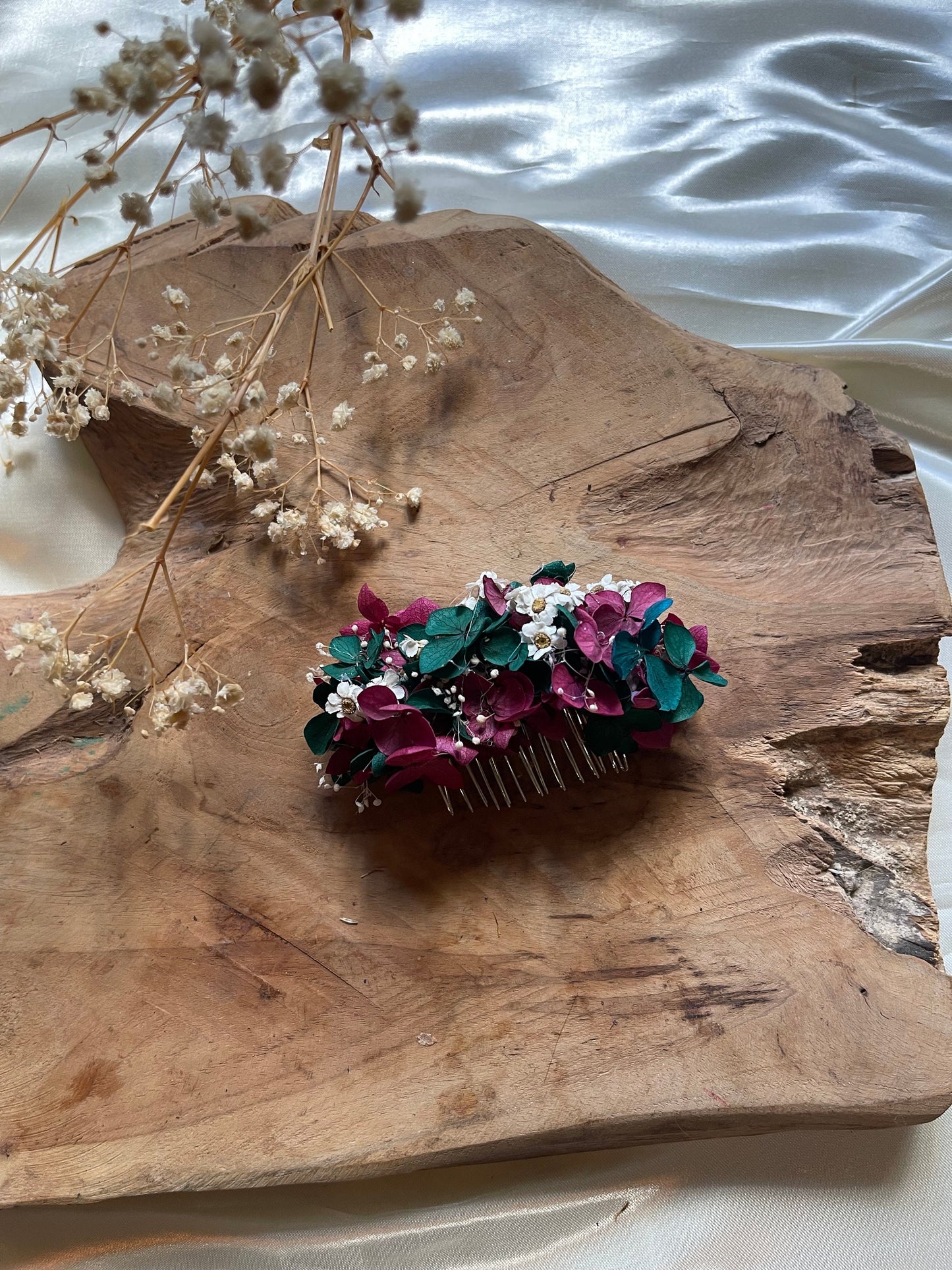 LILA hair comb preserved hortensia , bridal accessories, wedding accessories DYI