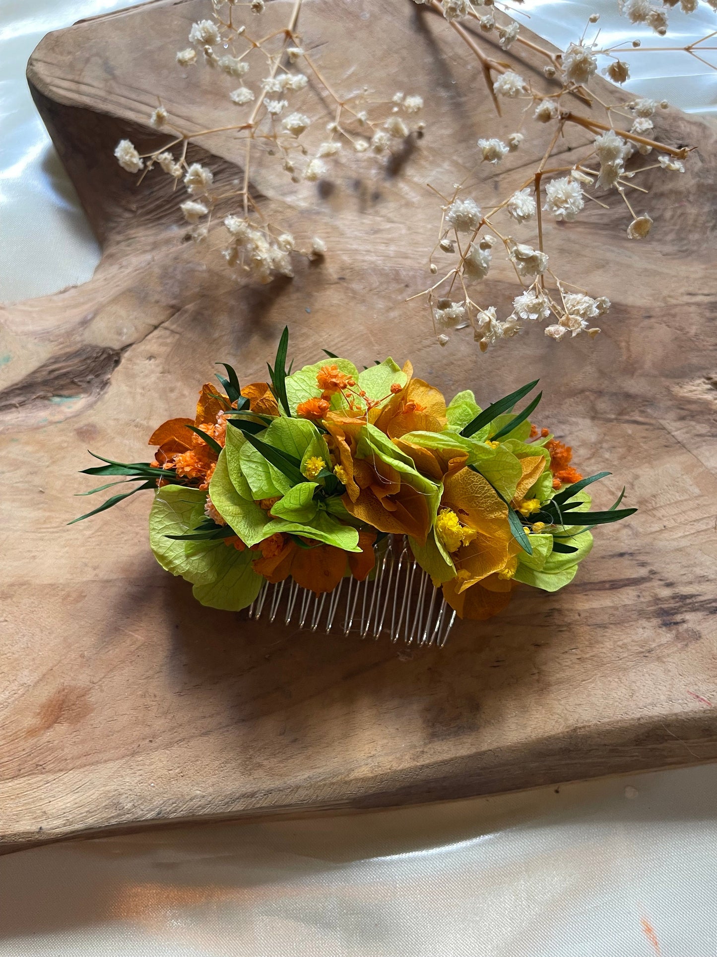 NEON hair comb preserved hortensia , bridal accessories, wedding accessories DYI