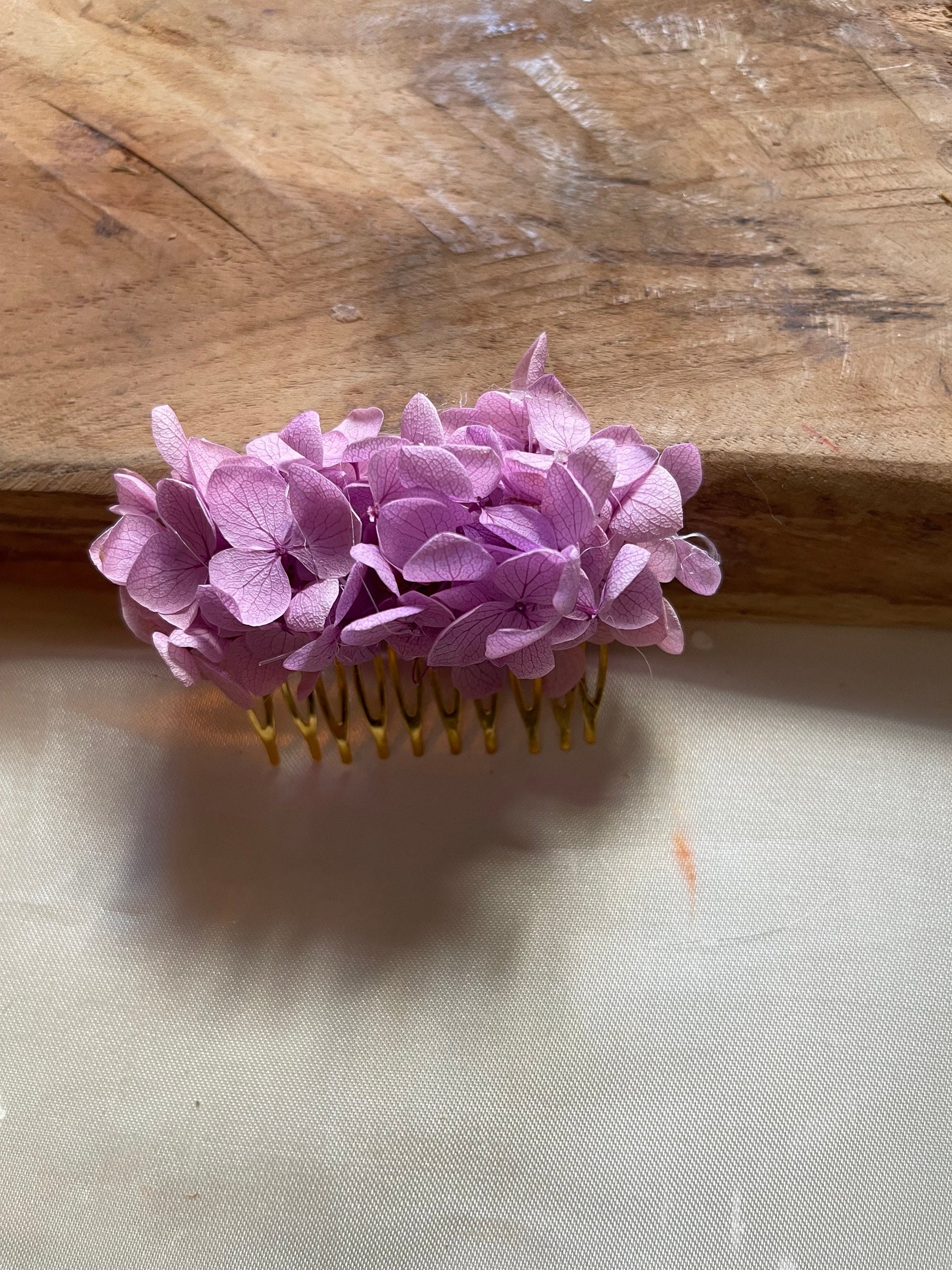 VIOLET hair comb preserved hortensia , bridal accessories, wedding accessories DYI