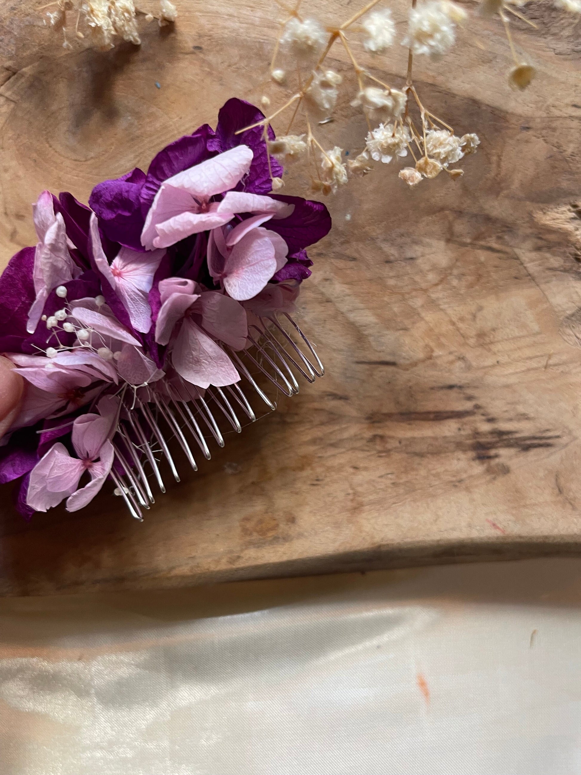 KIMBERLY hair comb preserved hortensia , bridal accessories, wedding accessories DYI