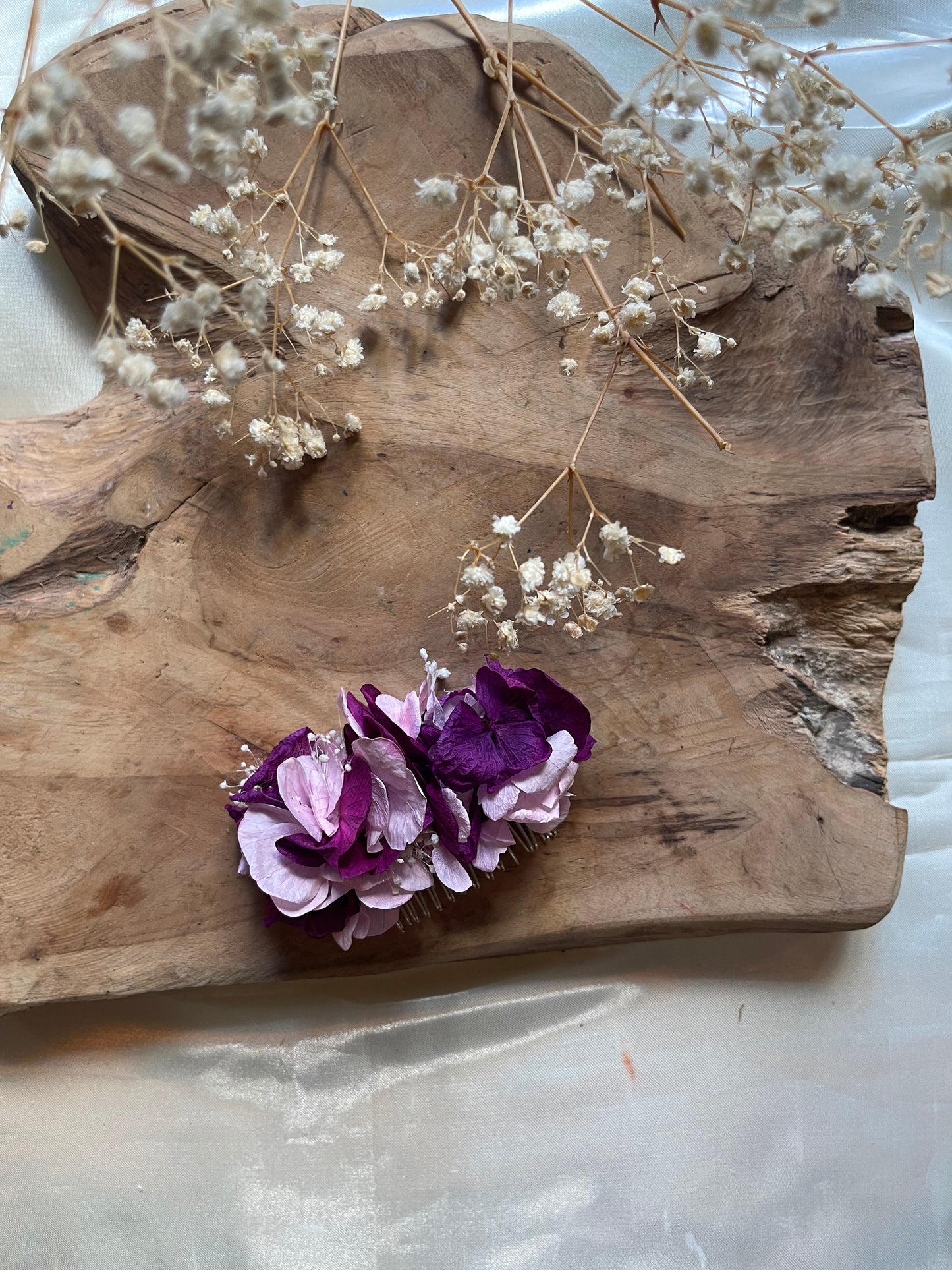 KIMBERLY hair comb preserved hortensia , bridal accessories, wedding accessories DYI
