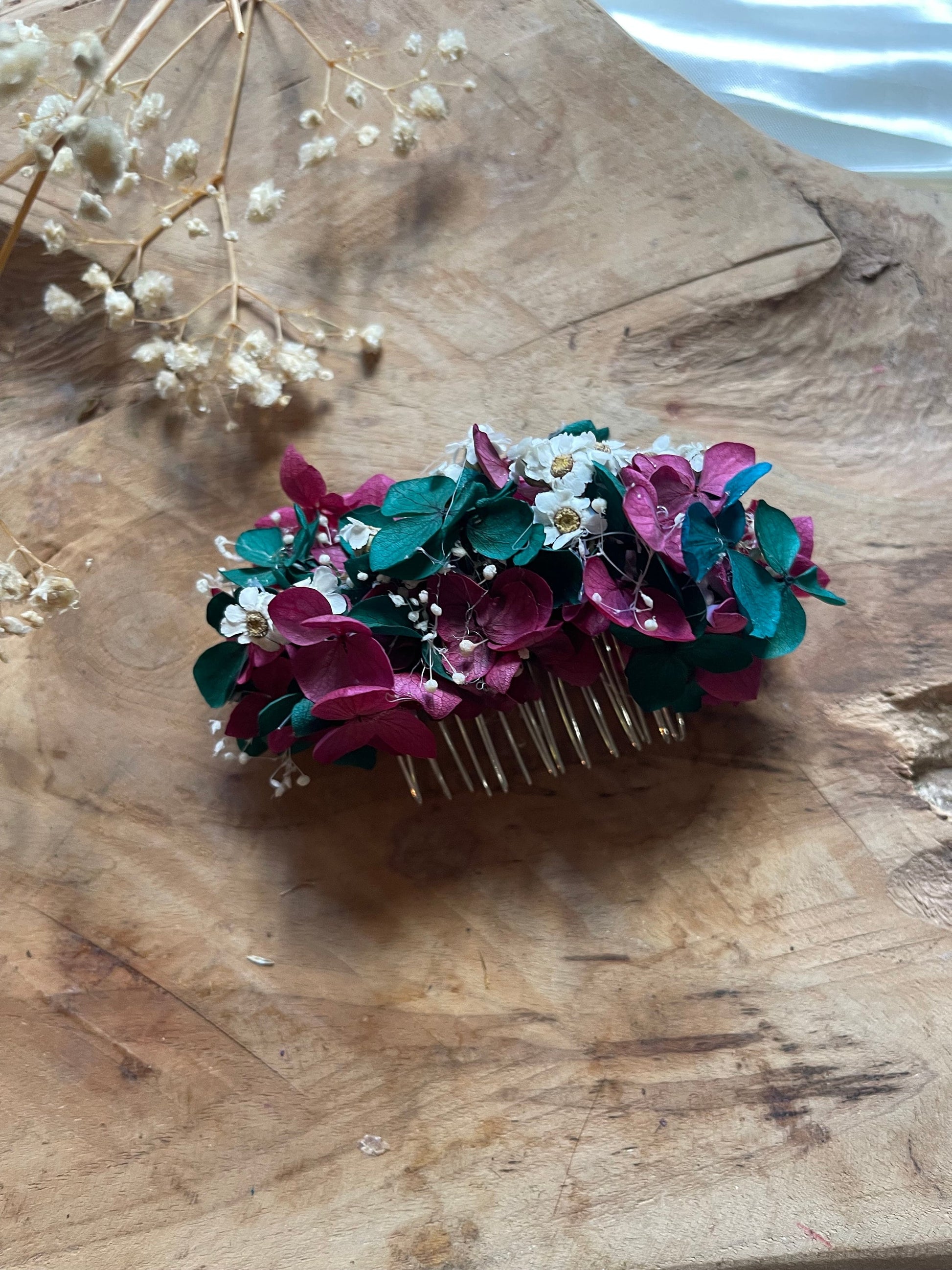 LILA hair comb preserved hortensia , bridal accessories, wedding accessories DYI