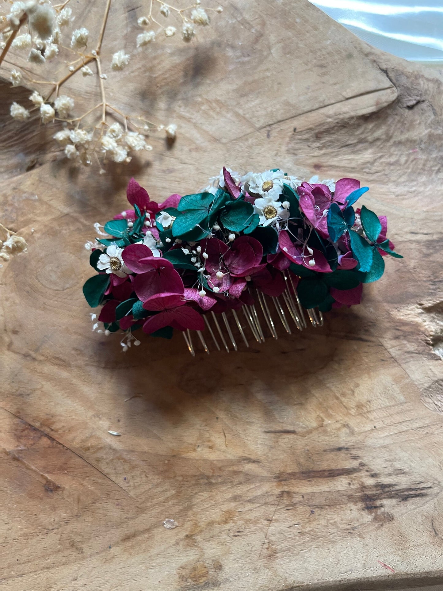 LILA hair comb preserved hortensia , bridal accessories, wedding accessories DYI