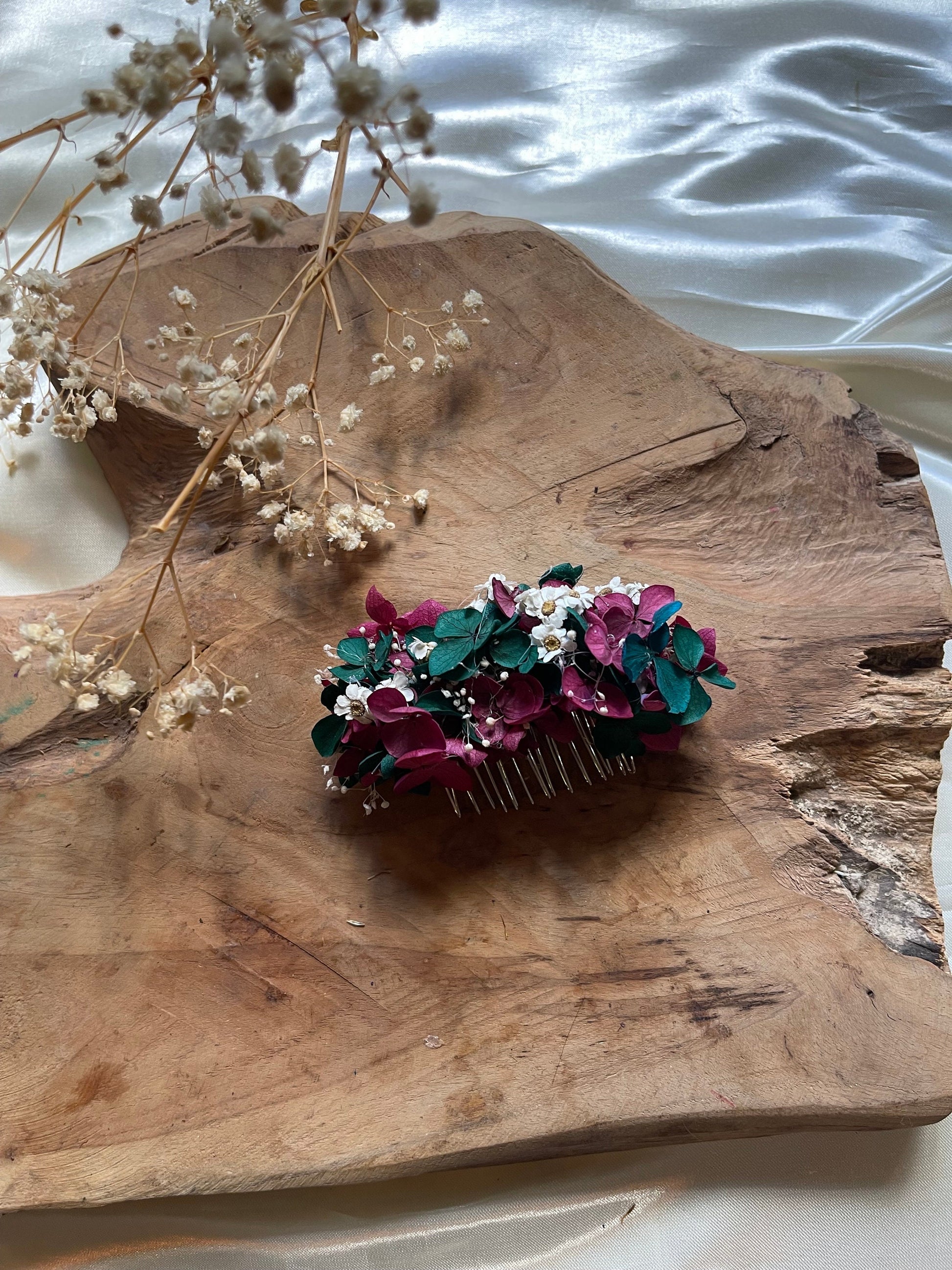 LILA hair comb preserved hortensia , bridal accessories, wedding accessories DYI