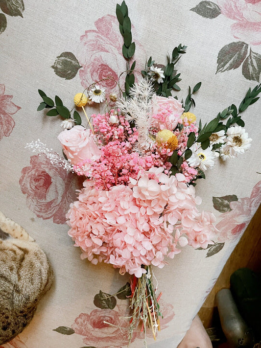 TINA bouquet pink composition floral bridal bunch, boho chic decoration, wedding bunch, home decoration