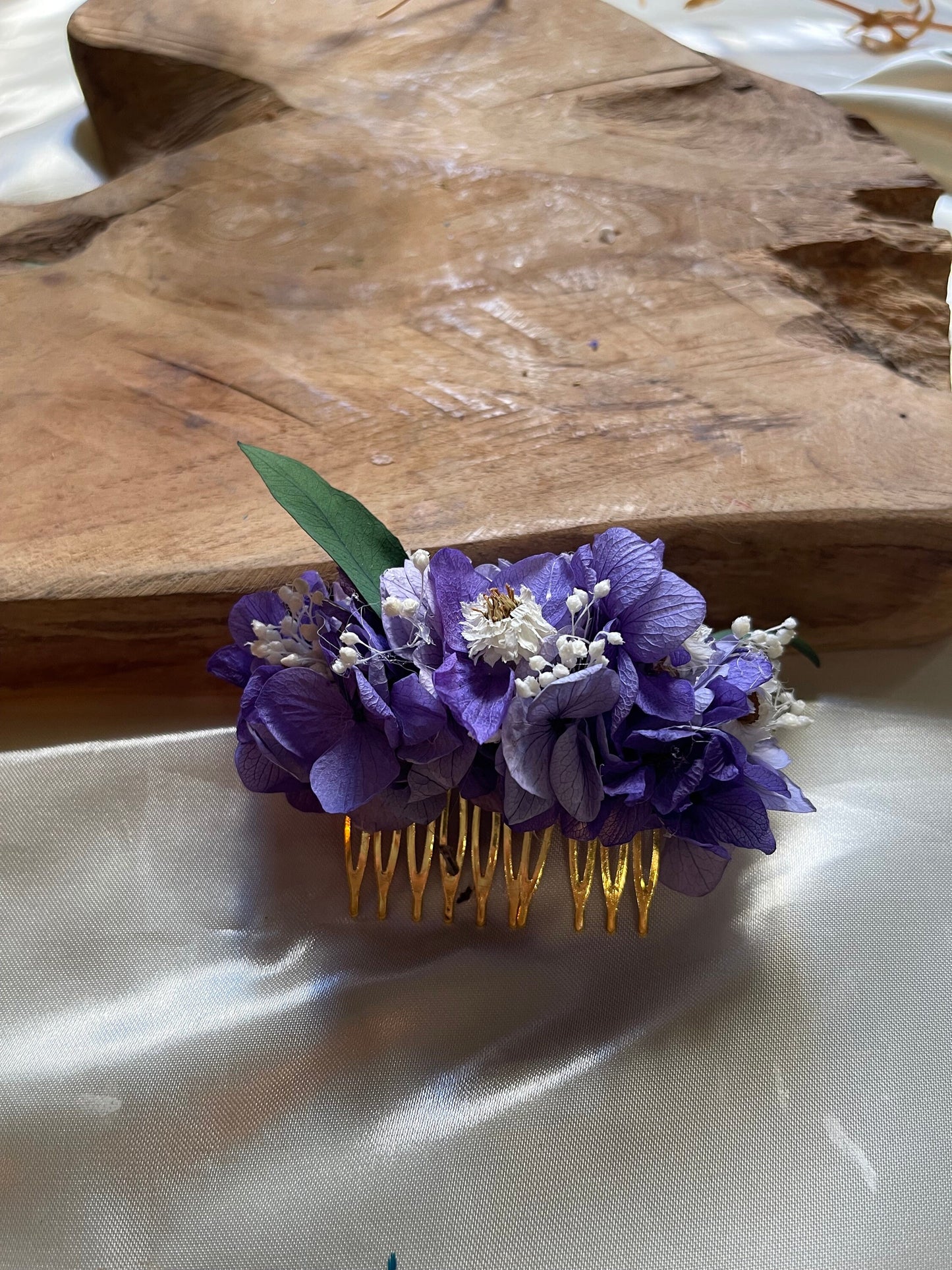 VIOLETTA hair comb preserved hortensia , bridal accessories, wedding accessories DYI