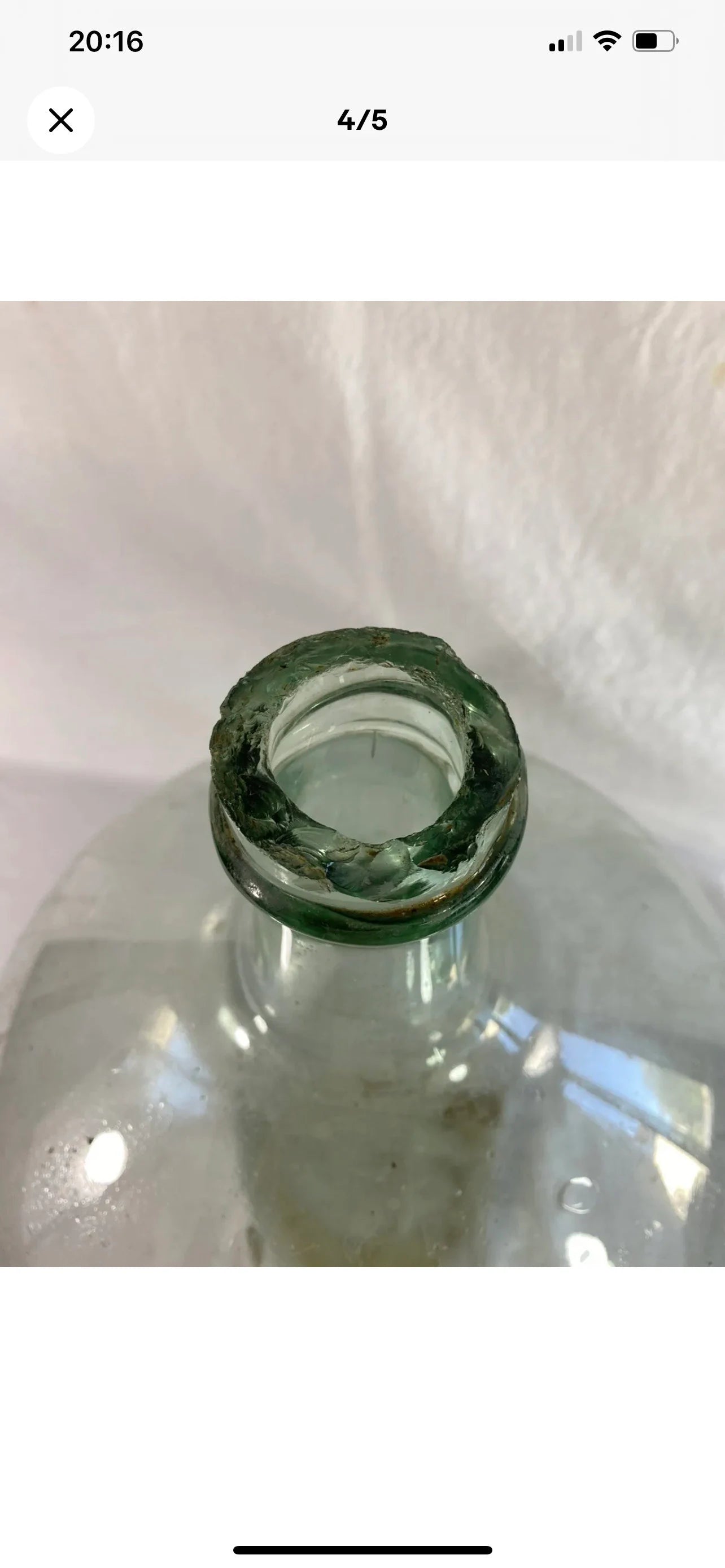 Antique French Green Demijohn Carboy Wine Bottle bulled 10L ancien 1950-1960s - antique collection - onion form