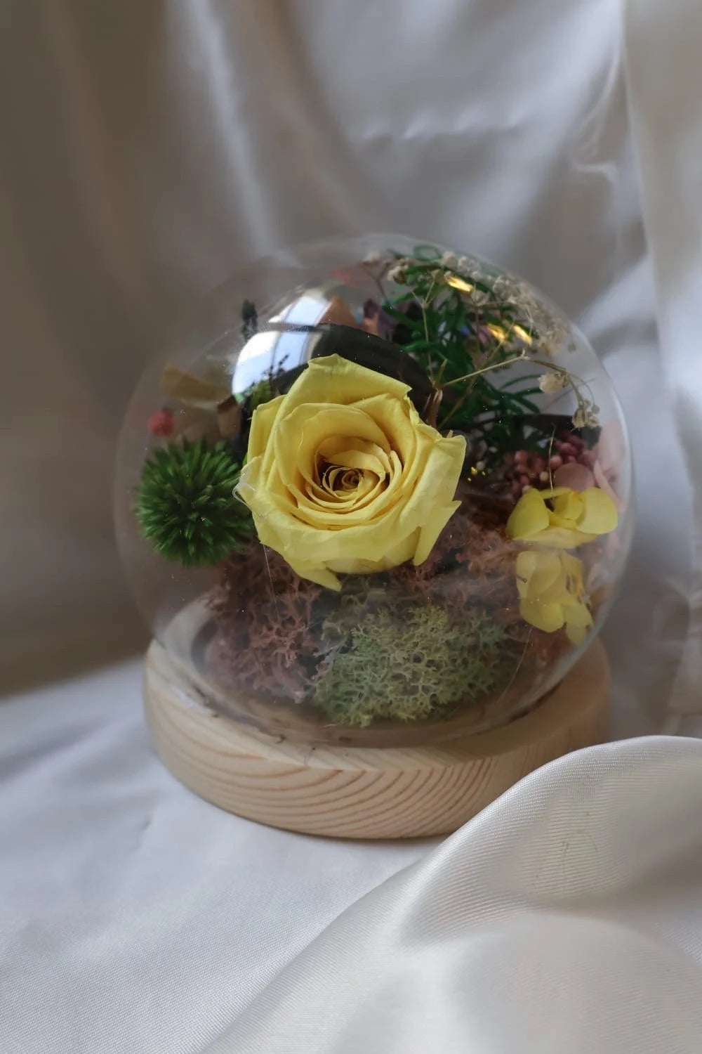 Bell jar stabilized flower/ interior decoration